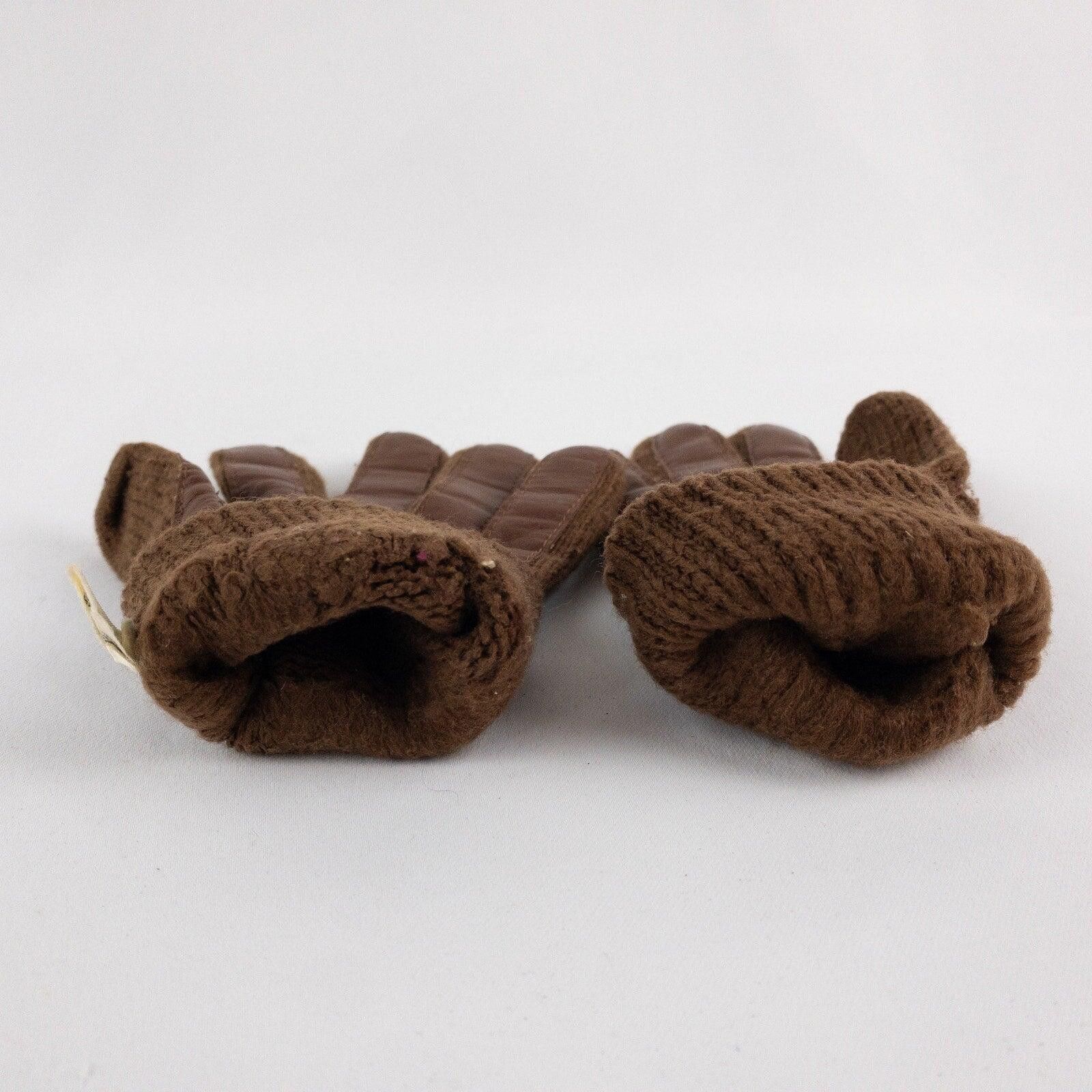 Arts & Science Aris Vintage Brown Knit Fabric Vinyl Gloves Womens One Size Size ONE SIZE - 10 Thumbnail