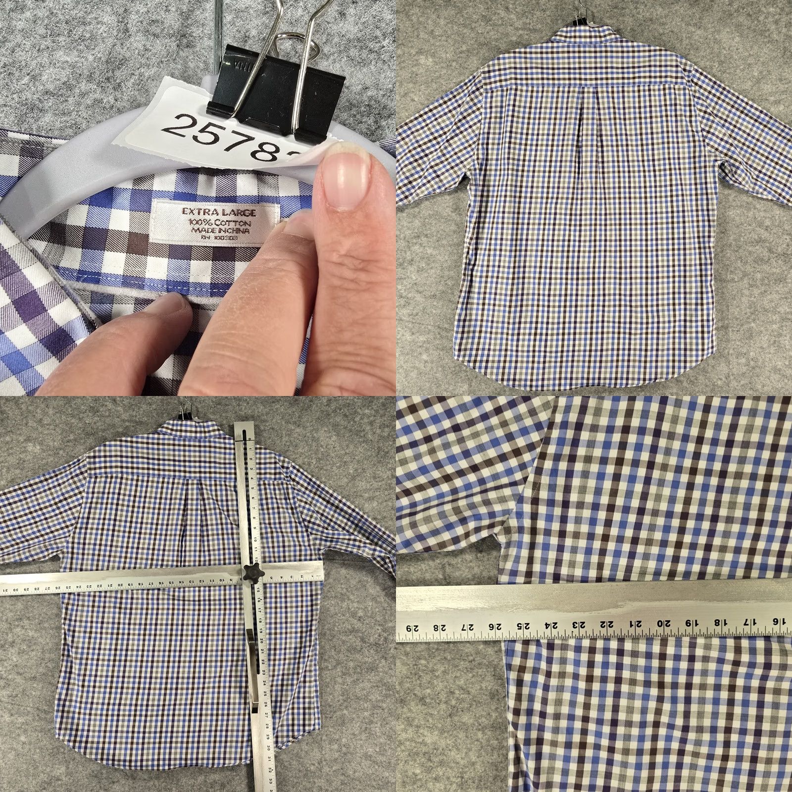 Peter Millar Peter Millar Shirt Mens XL Button-Up Blue Purple Gray Check Gingham Plaid Size US XL / EU 56 / 4 - 8 Thumbnail