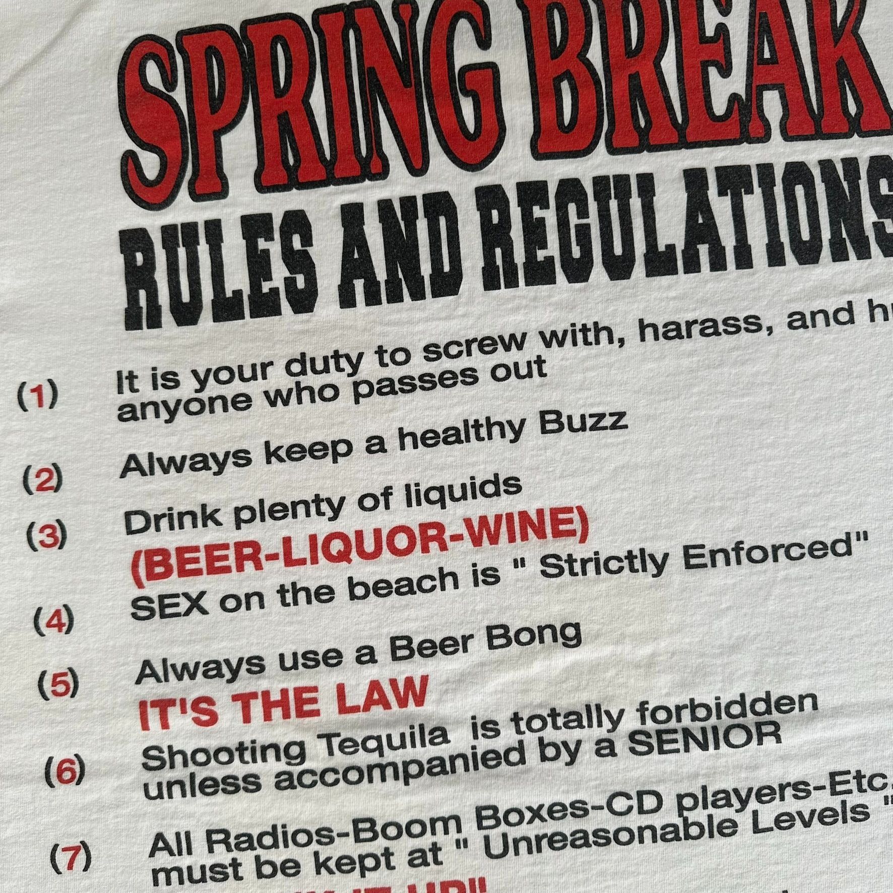 All Sport Vintage 2001 Spring Break Rules T-Shirt Boxy Y2K Single Stit Size US XL / EU 56 / 4 - 3 Thumbnail