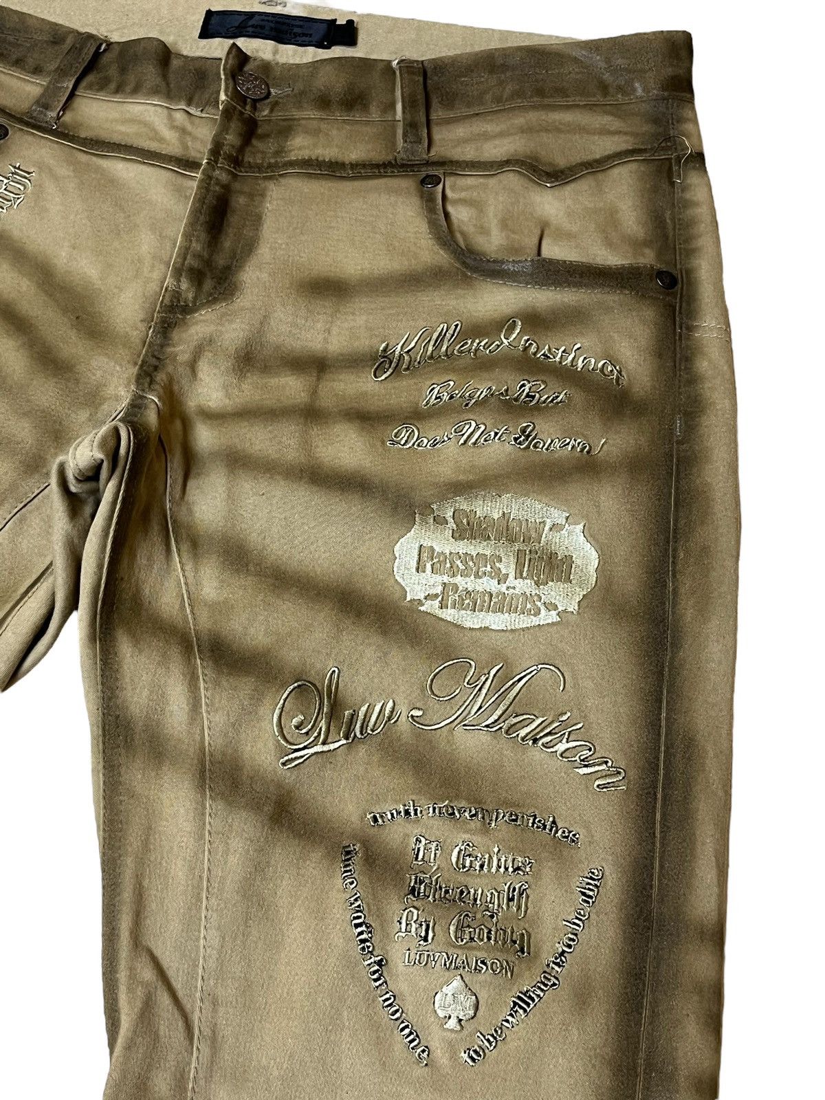 JACKROSE SICK🔥JACKROSE LUV MAISON WAXED EMBROIDERY FLARED JEANS Size US 33 - 5 Thumbnail