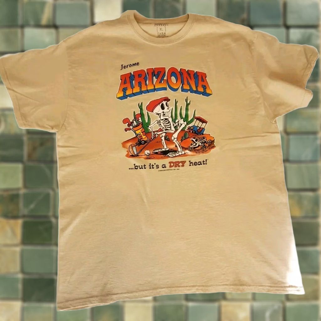 Vintage VINTAGE Sportex T-Shirt Skeleton Arizona Desert Beige Graphic Tourist Humor Sz XL 80s 90s Size US XL / EU 56 / 4 - 1 Thumbnail