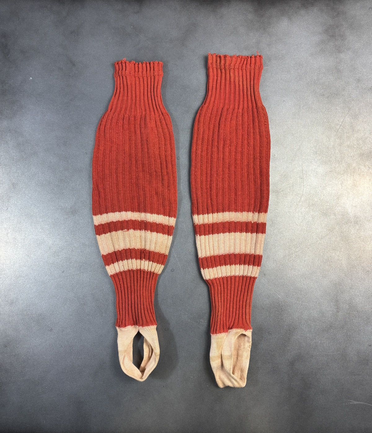 Vintage 1930s Vintage Baseball Socks Striped Wool Stirrup Tube Warm Size ONE SIZE - 1 Thumbnail