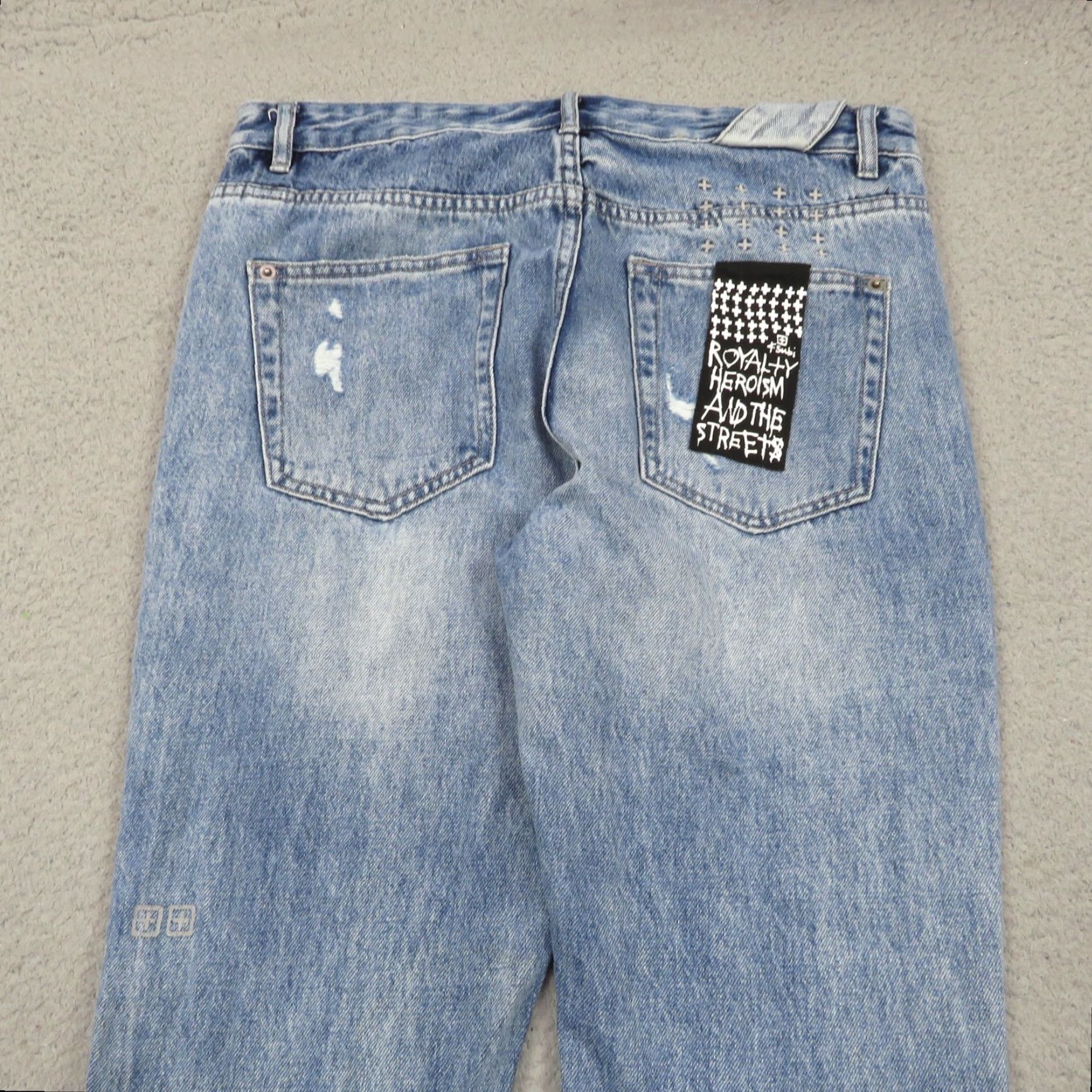 Ksubi Ksubi Jeans 33x34 Chitch Retrograde Thrashed Denim Patchwork Grunge Designer Men Jeans Slim 33 Blue Distressed 5-Pocket Mens Size US 33 - 4 Thumbnail