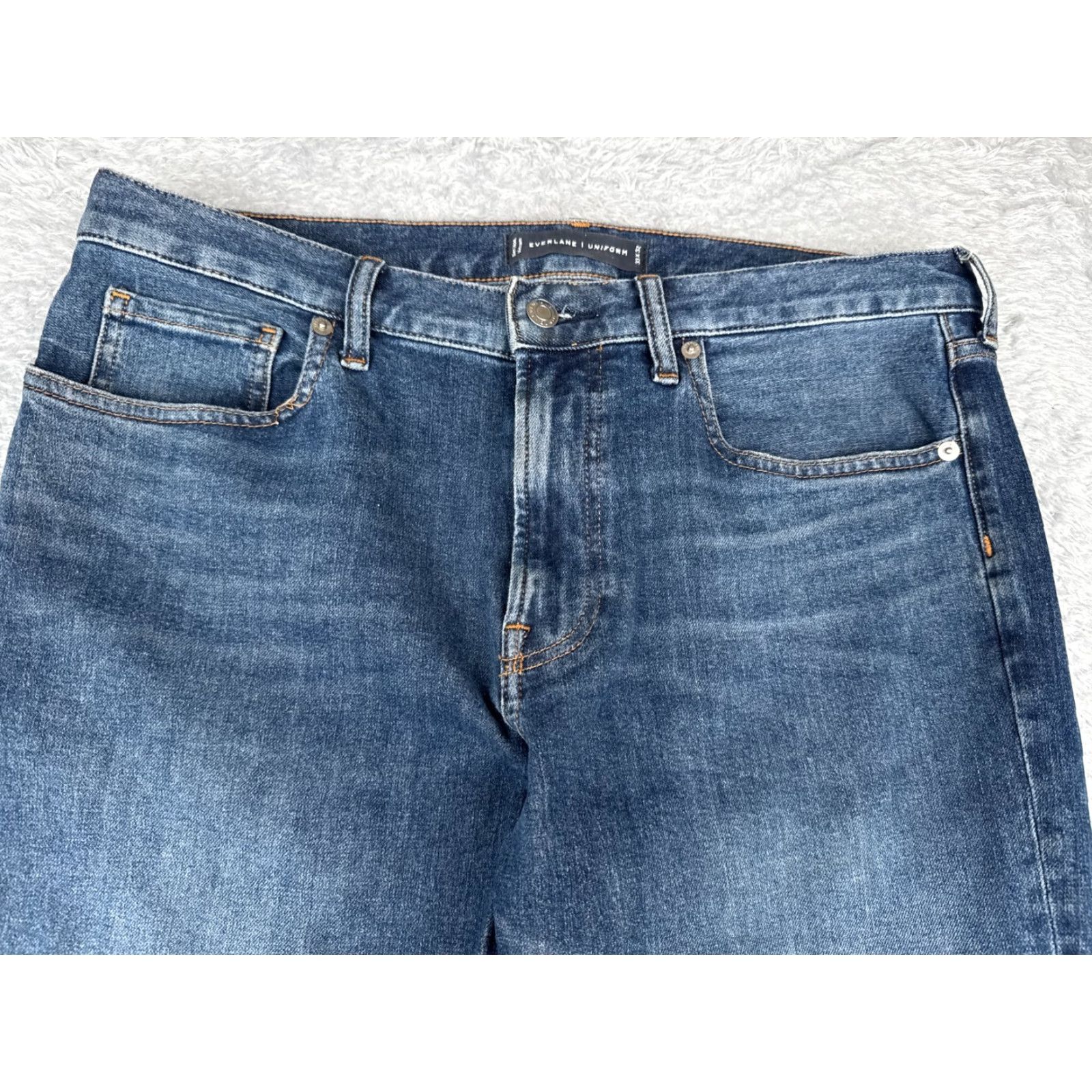 Everlane Everlane Jeans Mens 33x32 Blue Denim Slim Straight Leg Uniform Cotton Blend Work Size US 33 - 4 Thumbnail