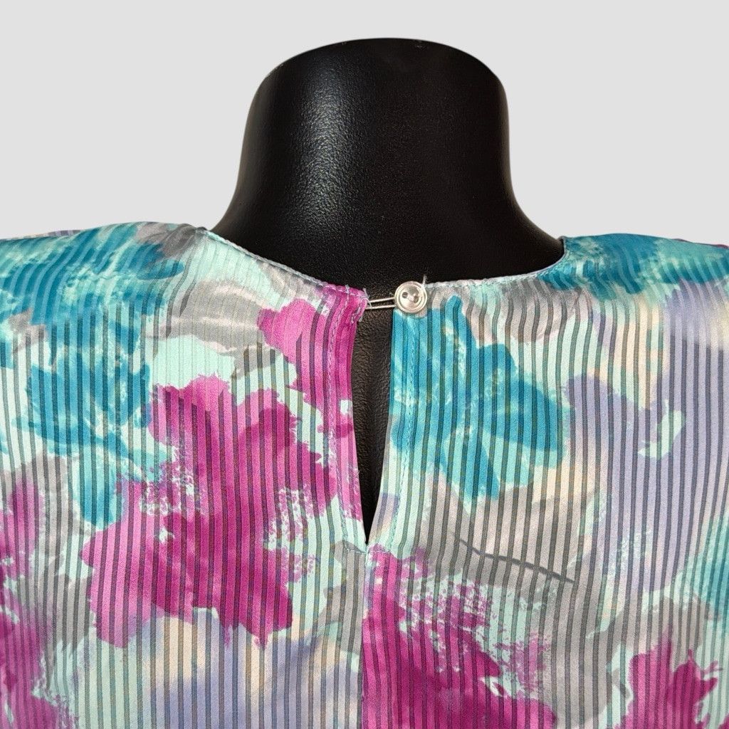Vintage VTG 80s NEW Filaments Medium Semi-Sheer Blouse Bright Floral Size M / US 6-8 / IT 42-44 - 5 Thumbnail