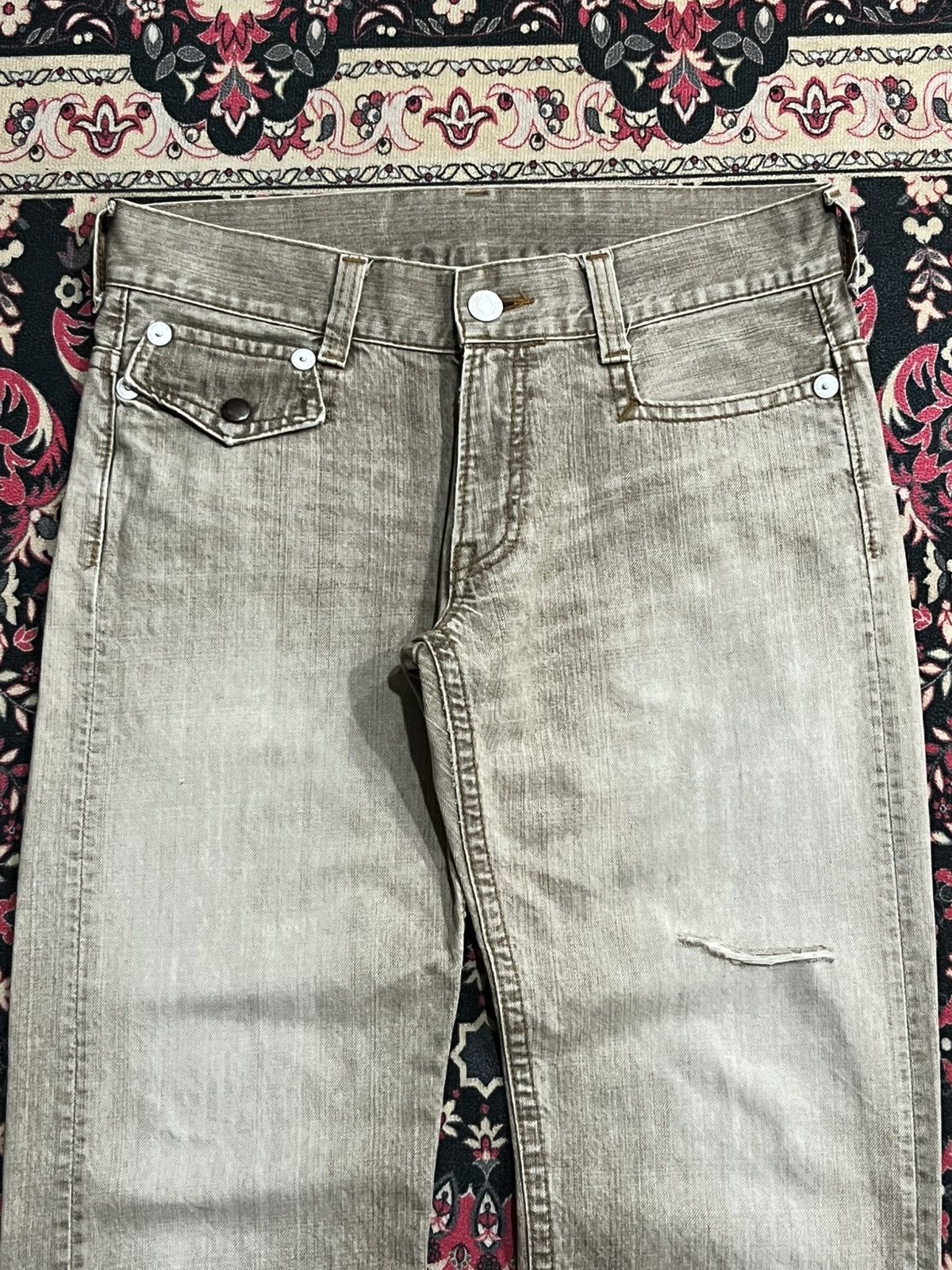 Japanese Brand Vintage Japanese Brand Khaki Faded Washed Distressed Jeans Size US 32 / EU 48 - 4 Thumbnail
