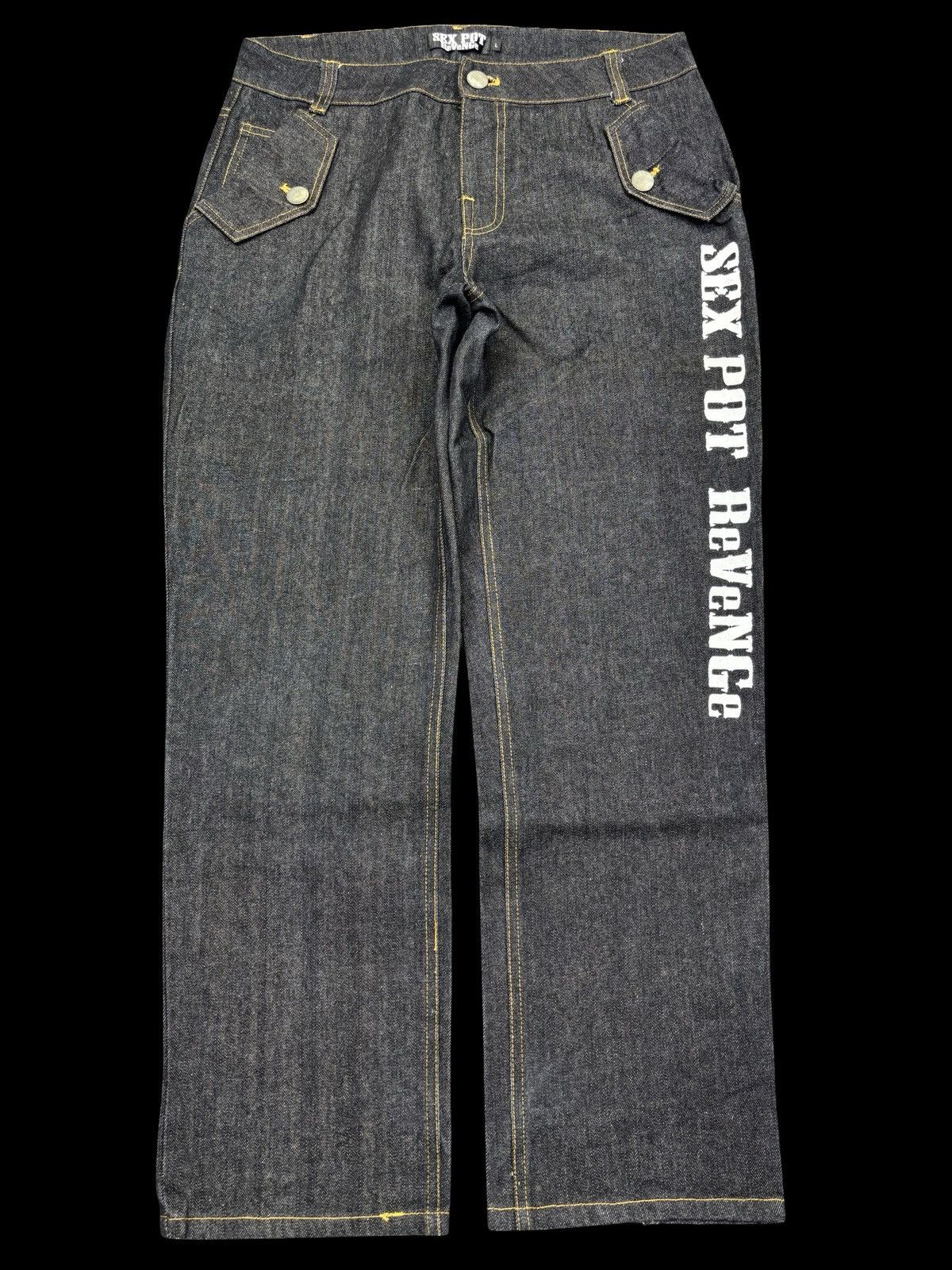 Japanese Brand SEX POT ReVeNGe Japan Punk Spell Out Logo Denim F741 Size US 32 / EU 48 - 1 Thumbnail