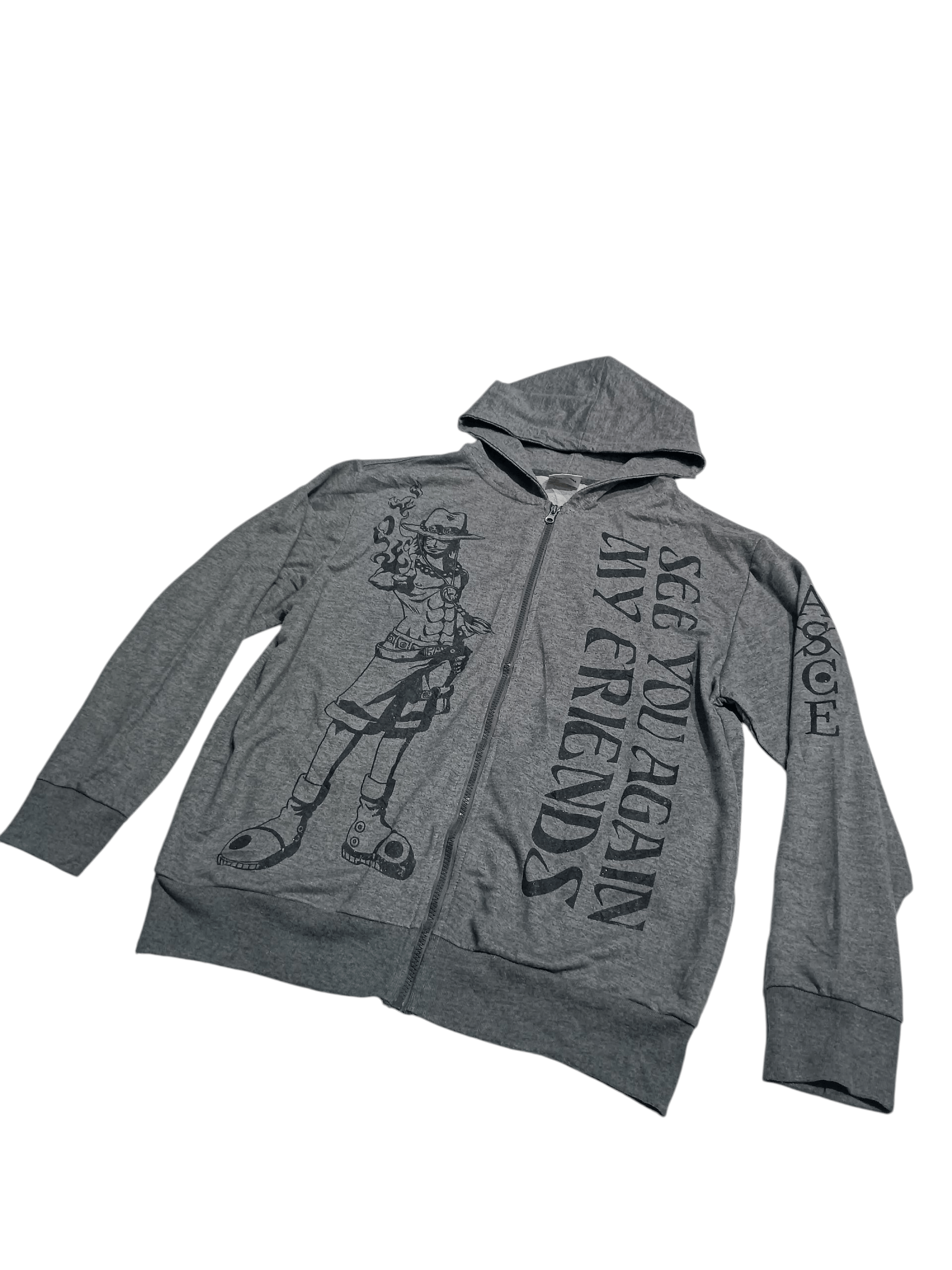 Anime × Japanese Brand × One Piece One Piece "Portgas D. Ace" Long Sleeve Hoodie Gray Size US XL / EU 56 / 4 - 2 Thumbnail