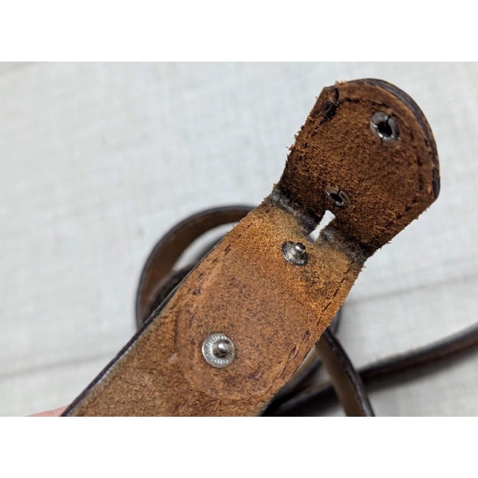 Vintage VINTAGE Justin belt Western 40 brown leather Cowhide USA Made belt Mens Brown Western Belt 40/41 Size 40 - 5 Thumbnail