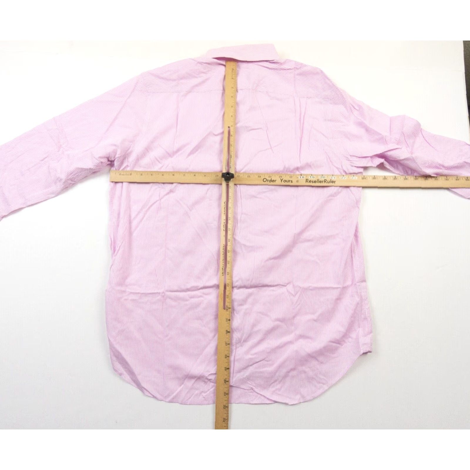 Vintage Hickey Freeman Men's 17 Pink Striped Button-Up Dress Shirt Long Sleeve Preppy Size 46R - 5 Thumbnail