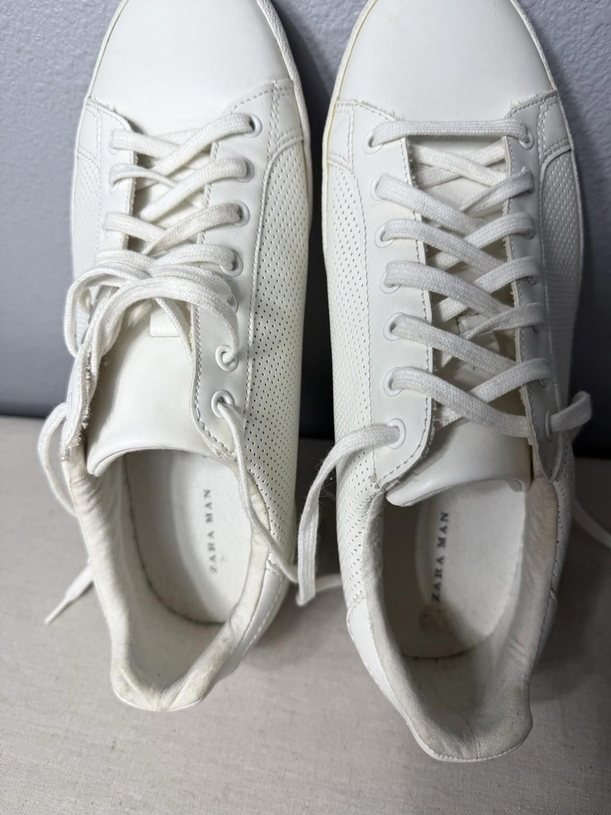 Designer Mens ZARA MAN White Leather Sneakers Shoes Sz 7.5 EU41 Size US 7.5 / EU 40-41 - 9 Thumbnail