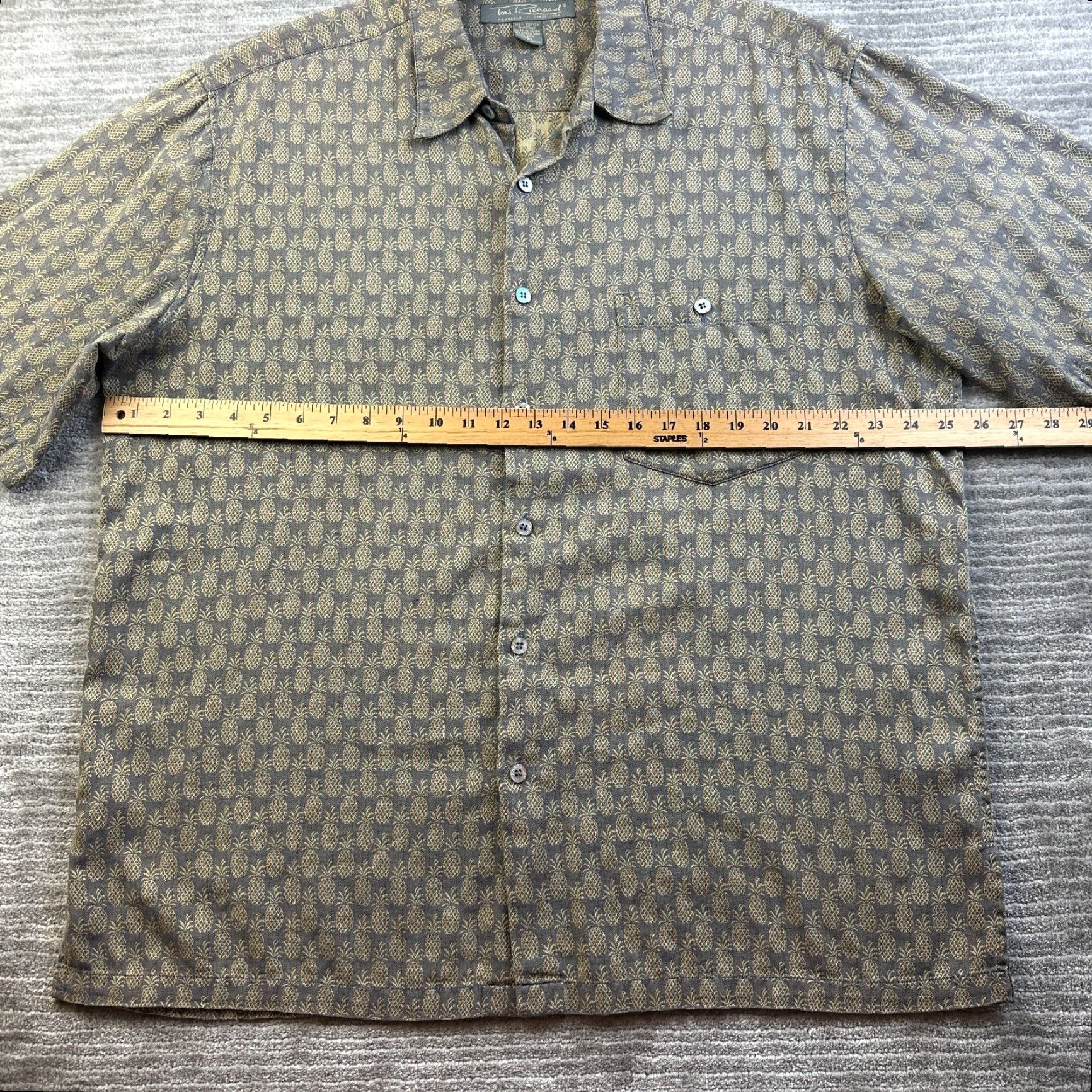 Tori Richard Tori Richard Shirt XL Mens Gray Beige Pineapple Button Up Hawaiian Size US XL / EU 56 / 4 - 7 Thumbnail