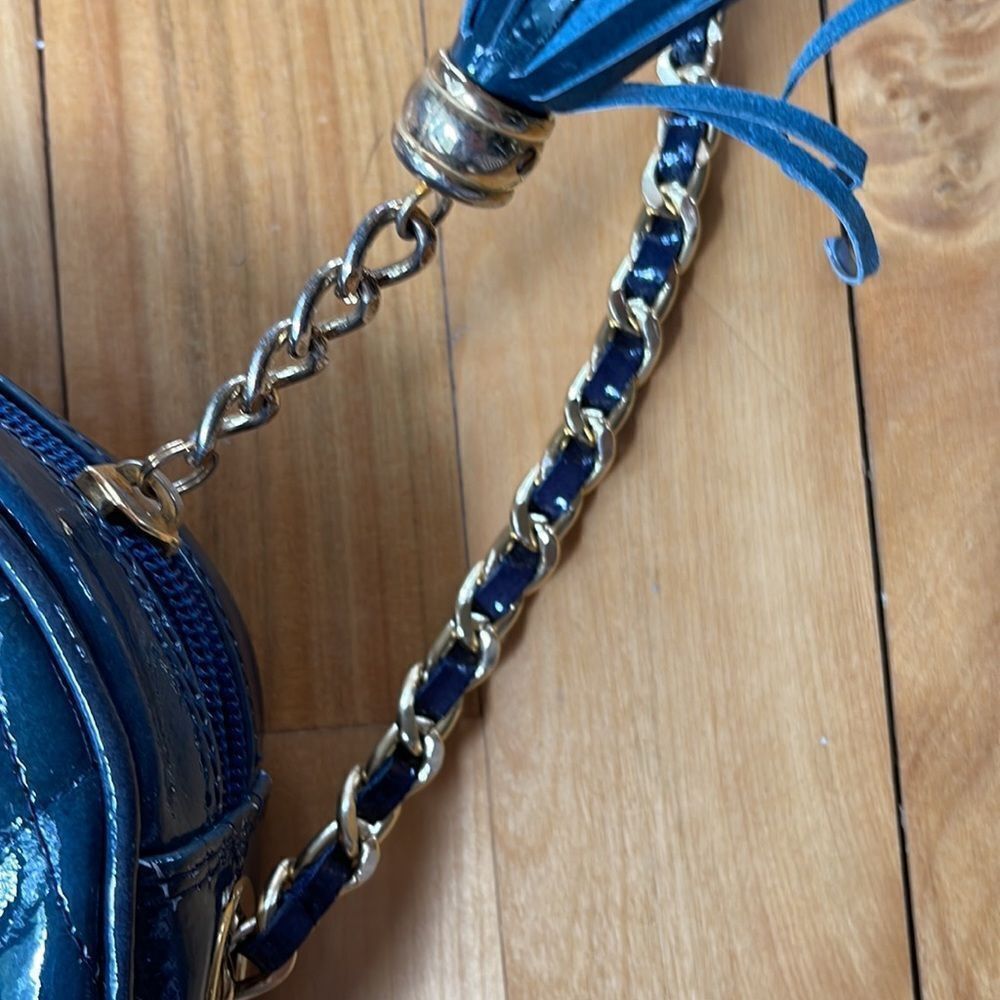 Nordstrom Nordstrom deep teal quilted patent leather woven chain cros Size ONE SIZE - 4 Thumbnail