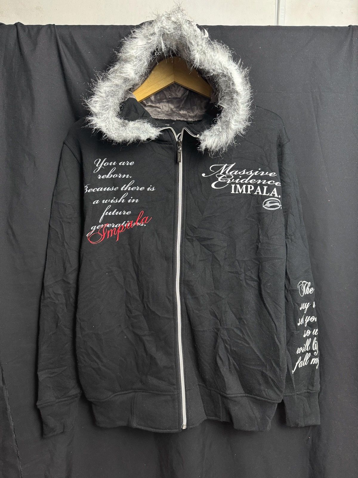 If Six Was Nine × Japanese Brand × Le Grande Bleu (L.G.B.) Faux Fur Japanese Poem Impala Hoodie Size US L / EU 52-54 / 3 - 2 Thumbnail