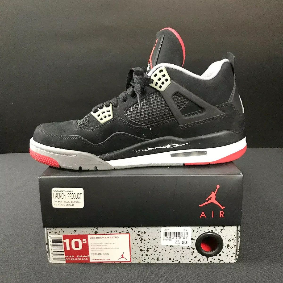 Jordan Brand Air Jordan 4 Retro Bred Size US 10.5 / EU 43-44 - 1 Thumbnail