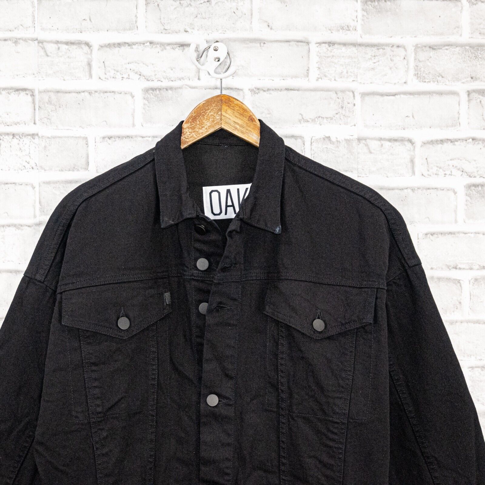 OAK OAK NYC Long Drop Shoulder Jacket Black Denim 3/4 Sleeves Size XS / US 0-2 / IT 36-38 - 6 Thumbnail