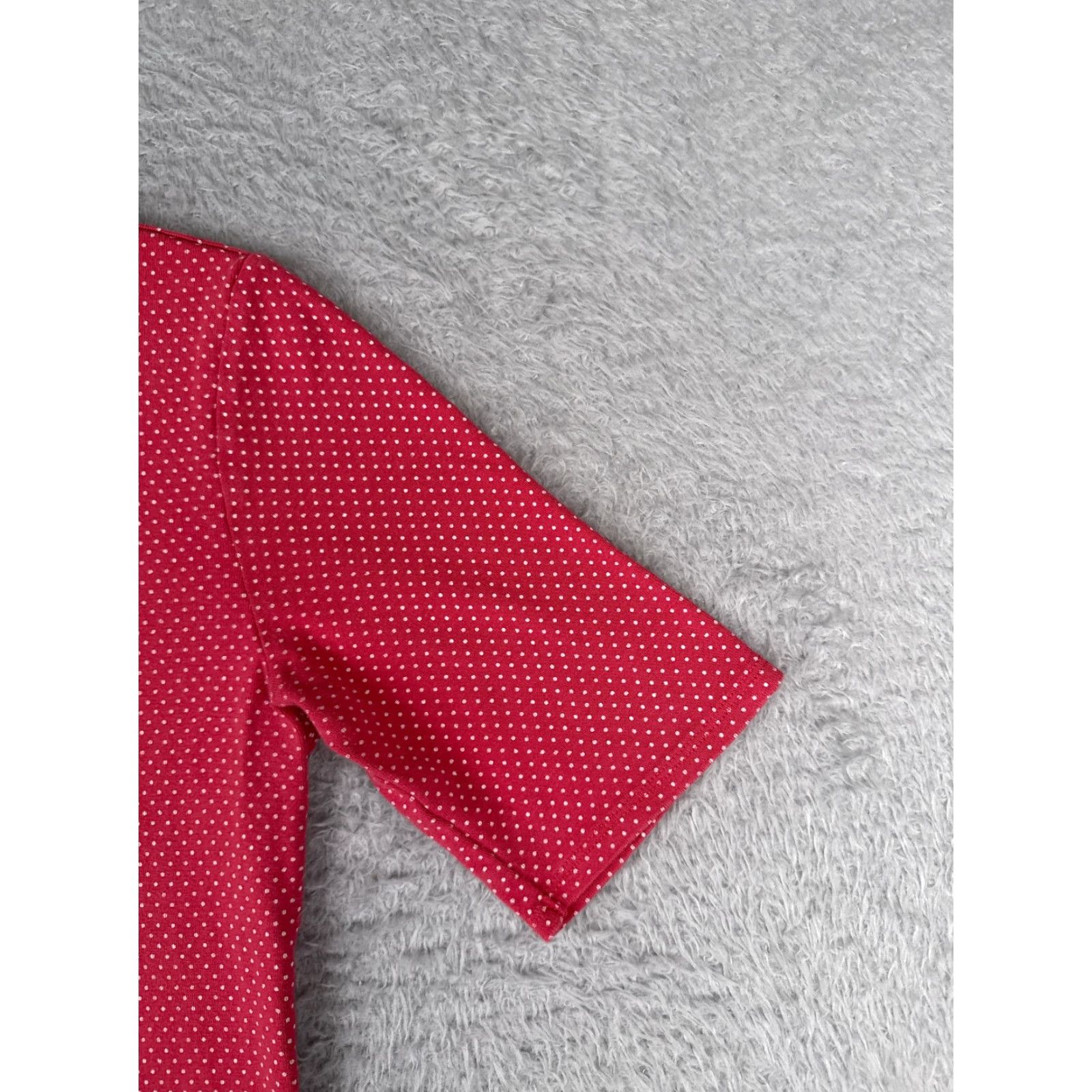 Tommy Hilfiger VINTAGE Tommy Hilfiger Shirt Womens Medium Pink Polka Dot Knit 100% Cotton Scoop Neck Short Sleeve Logo Casual 90s Size M / US 6-8 / IT 42-44 - 2 Thumbnail