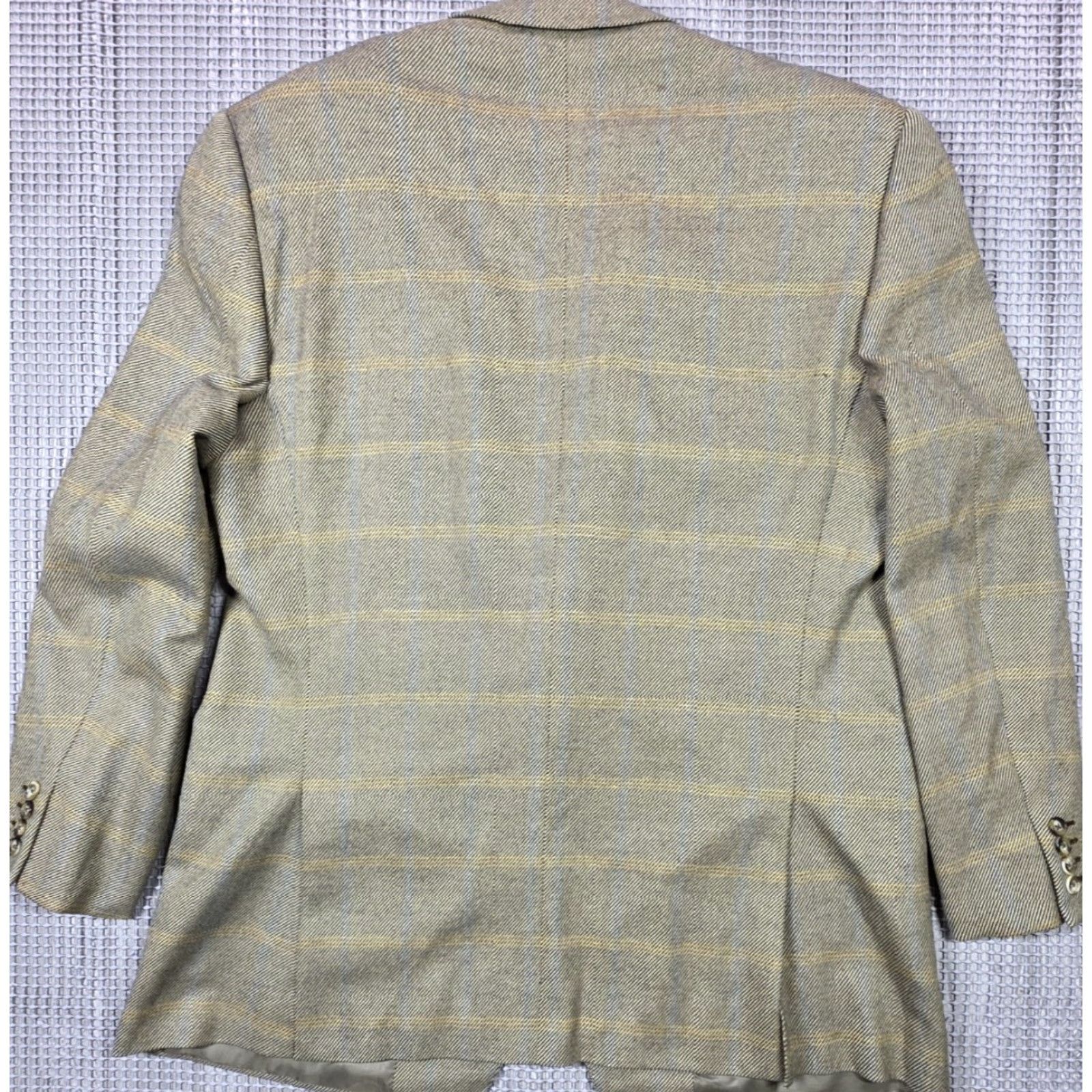 Ermenegildo Zegna ERMENEGILDO ZEGNA Blazer Mens 2 Button Front Glen Plaid 42R Beige Wool Tweed Notch Lapel Vintage No? Size 42R - 6 Thumbnail