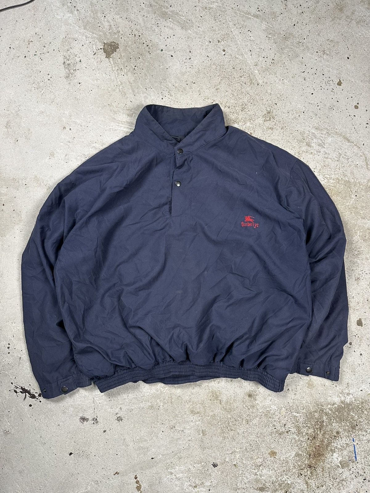 Burberry Vintage 90s Burberry’s Navy Track Jacket Half Button Logo Size US XL / EU 56 / 4 - 1 Thumbnail