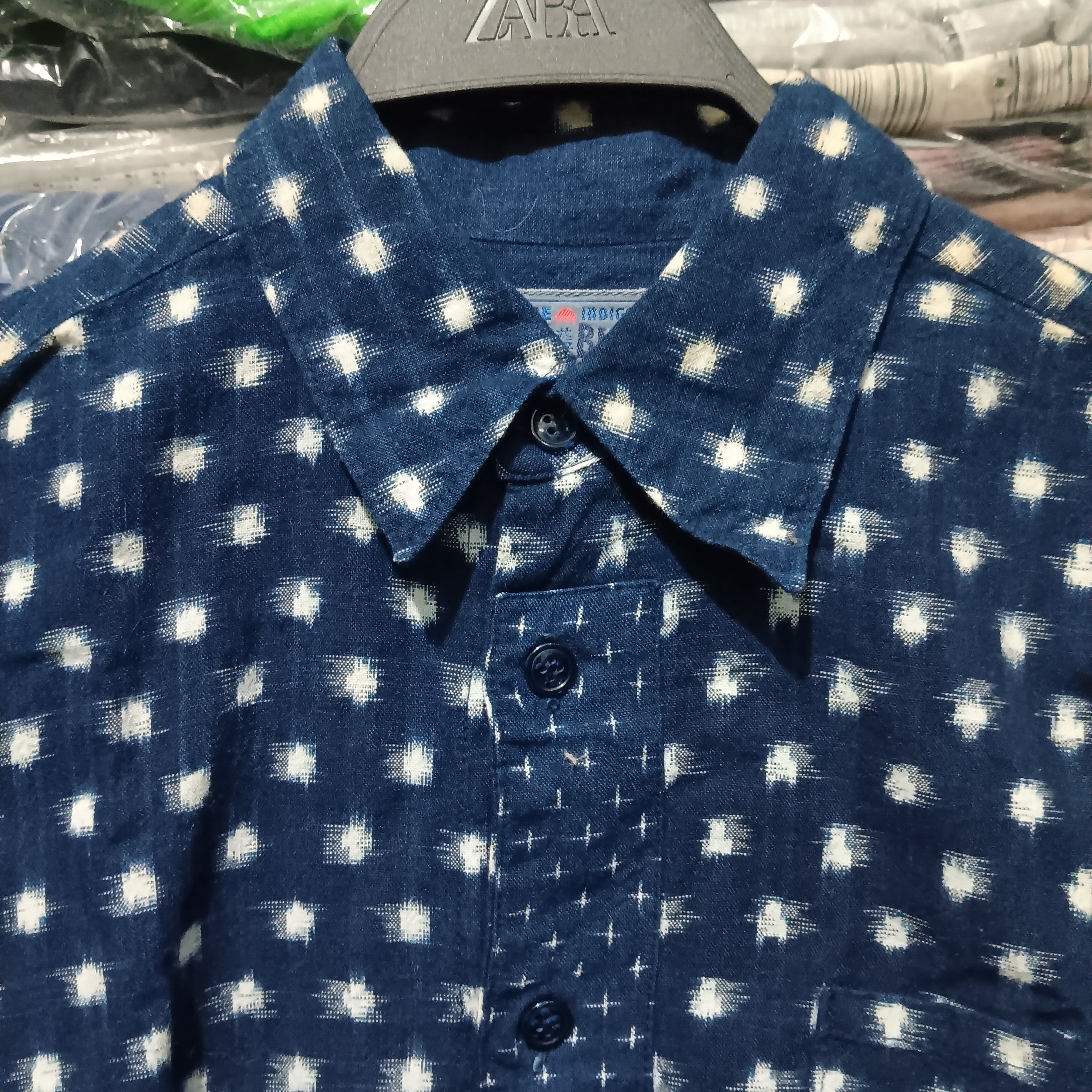 Blue Blue Japan × Japanese Brand Blue-Blue sashiko pattern shirt button Size US M / EU 48-50 / 2 - 4 Thumbnail