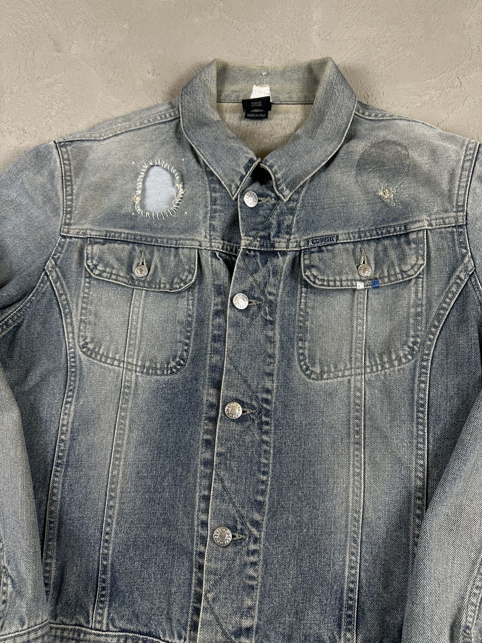 Diesel Vintage Y2k Diesel Faded Washed Denim Trucker Jacket 00s Size US M / EU 48-50 / 2 - 8 Thumbnail