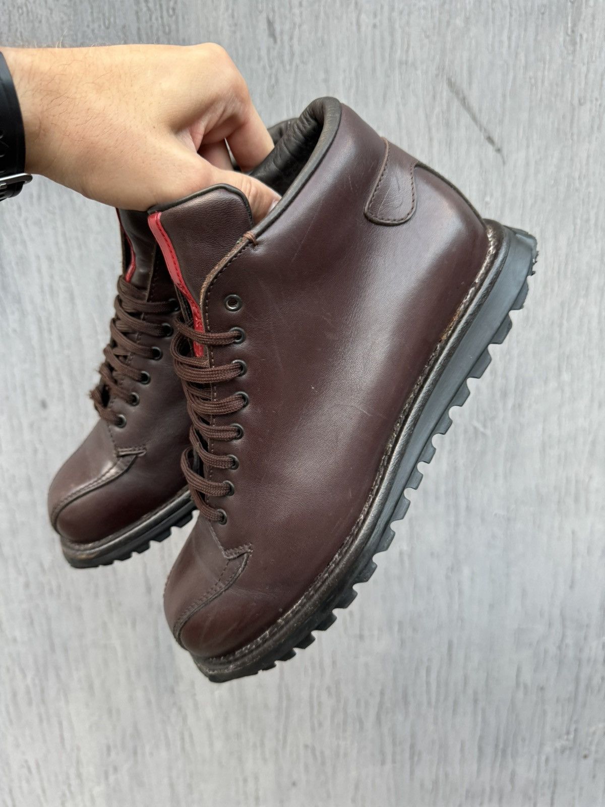 Prada × Vintage Prada Vintage Leather Brown Red Tab Boots size 39 Size US 8.5 / IT 38.5 - 10 Thumbnail
