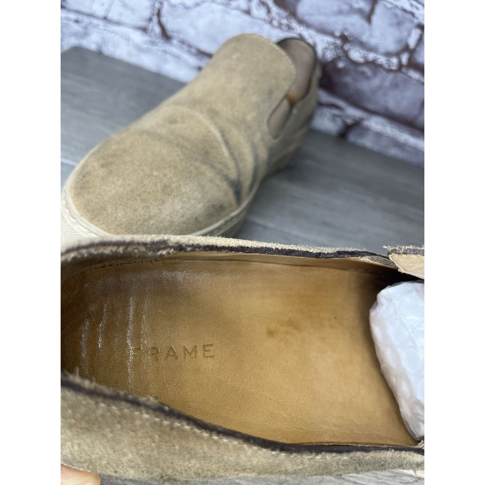 Frame Frame Le Ren Tan Suede Leather Slip On Sneakers Shoes Women Size US 8 / IT 38 - 15 Thumbnail