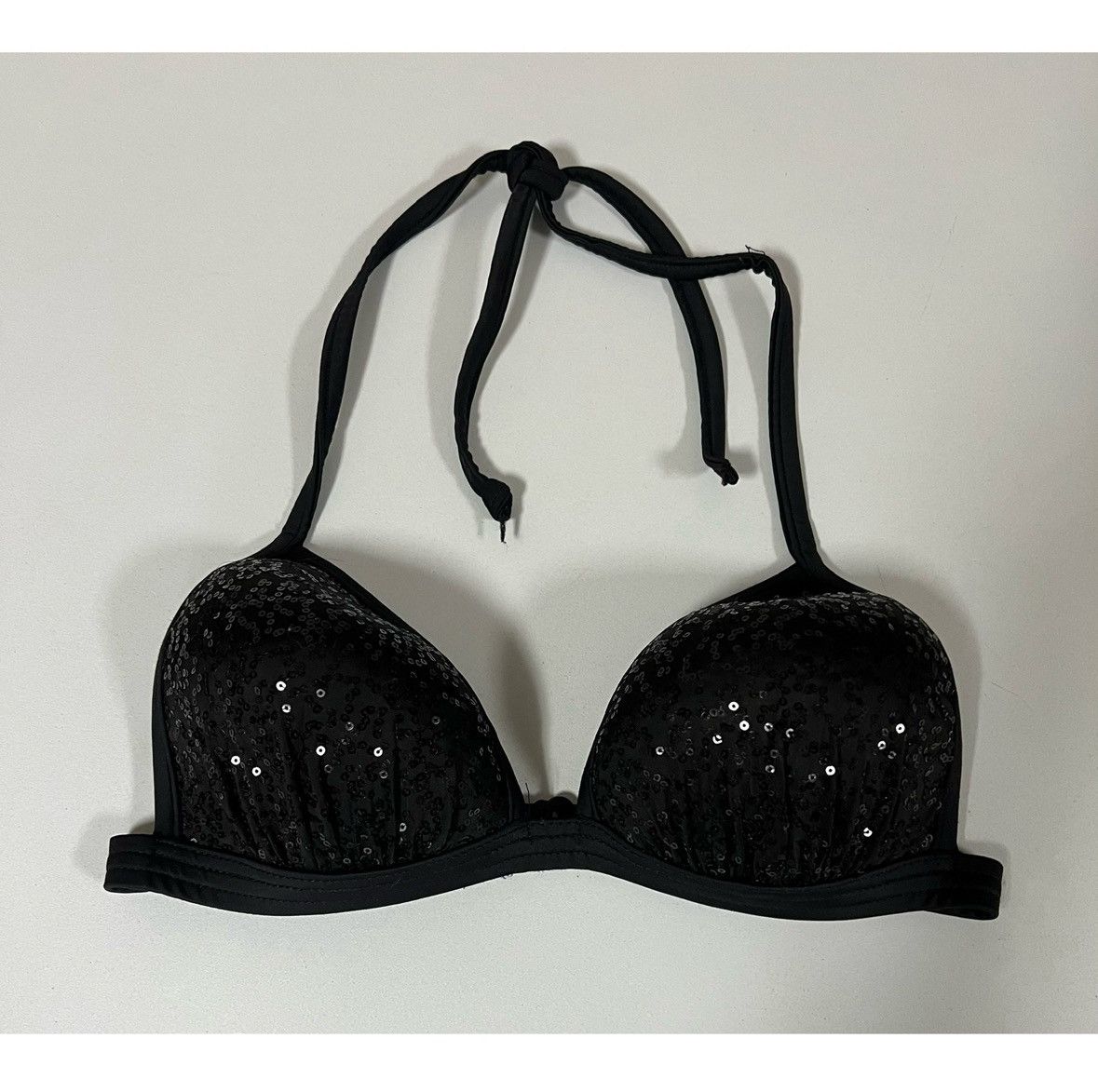 Venus × Vintage Venus Black Sequined Halter Bikini Top Bathing Suit Size C 🖤 Size S / US 4 / IT 40 - 3 Thumbnail