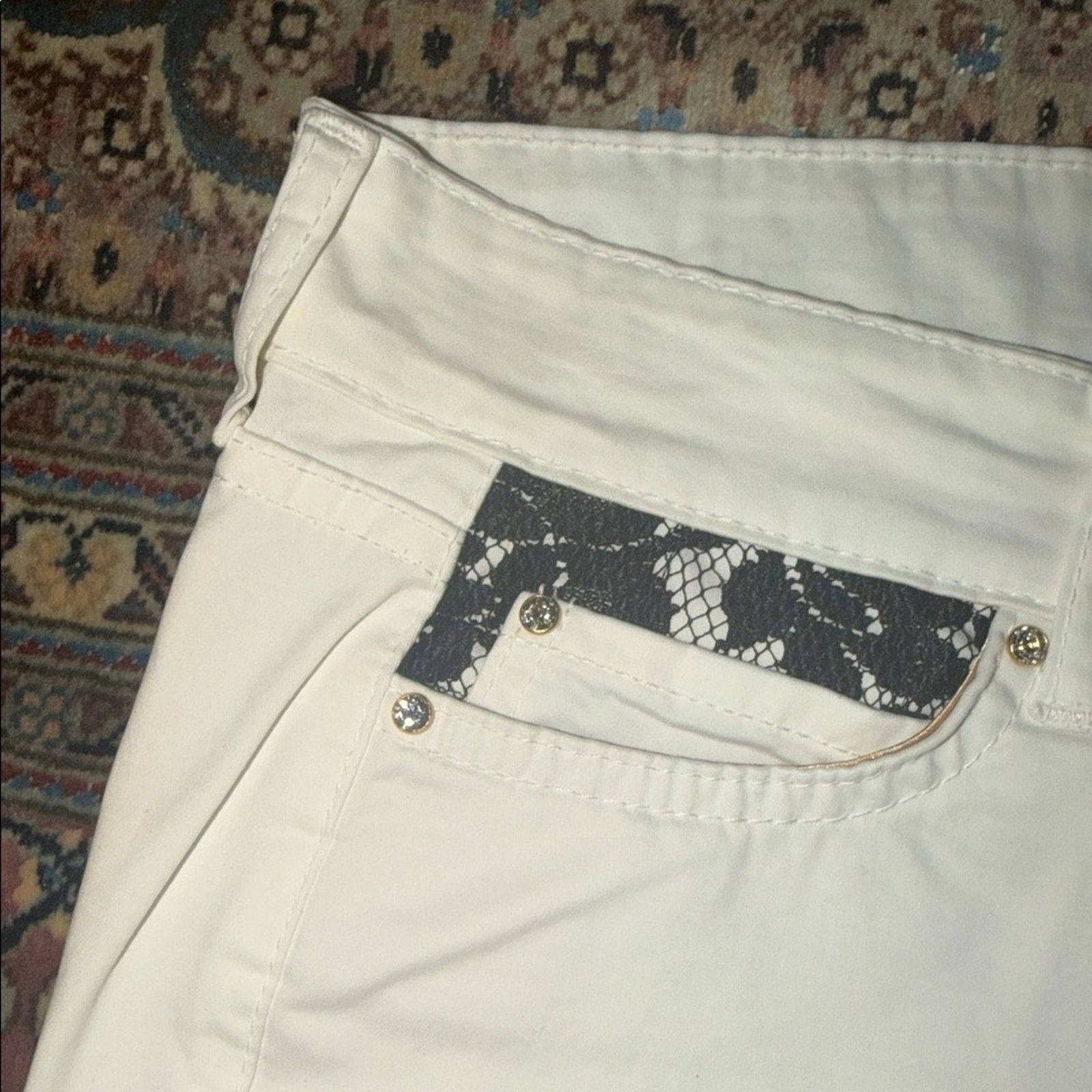 Other Ean 13 Elegant Cream Floral Straight Leg Jeans Women Size 28 Size 28" / US 6 / IT 42 - 4 Thumbnail