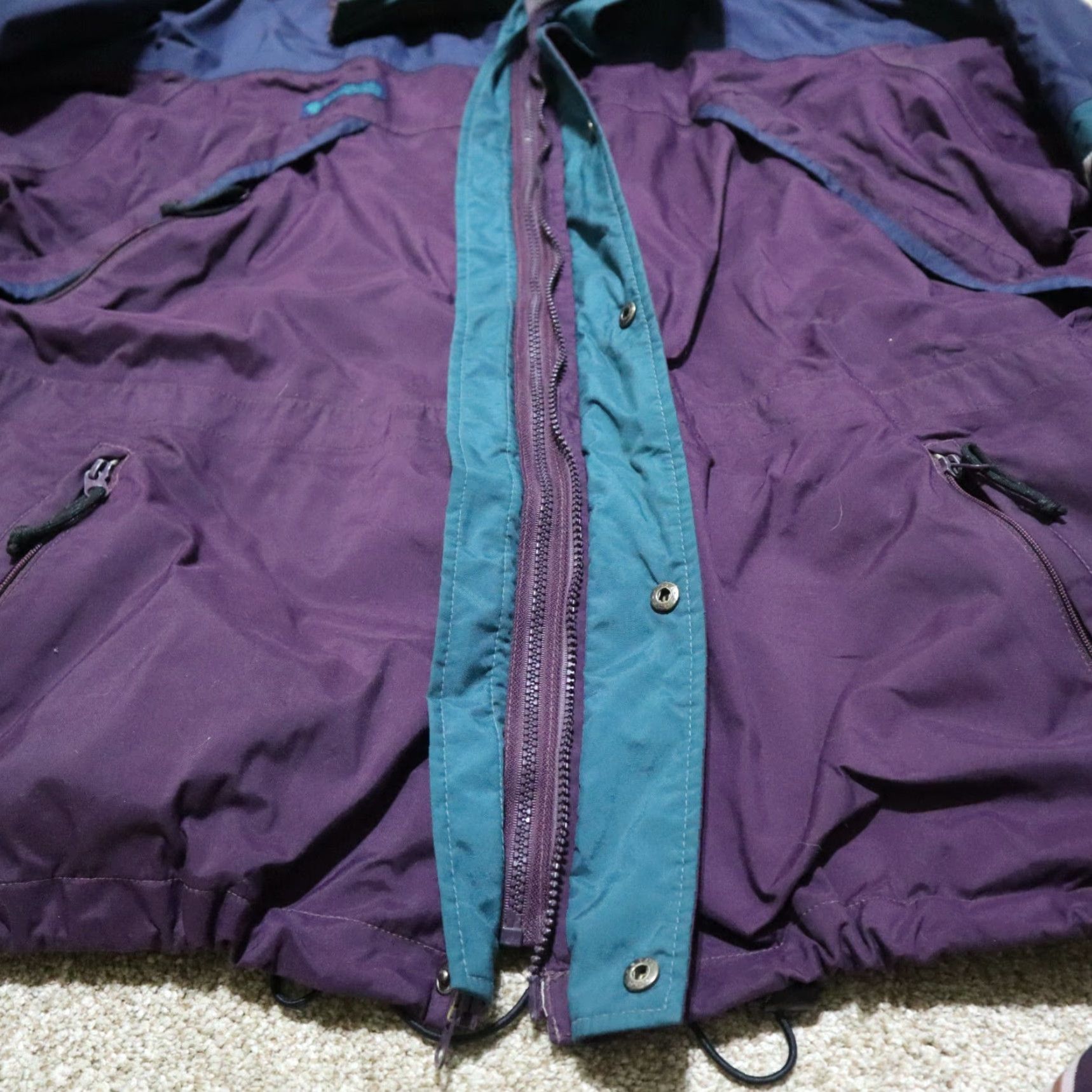 Vintage Vintage Columbia Ski Jacket Men's 2XL Winter Outerwear Purple Green Burgundy Stand-Up Collar Machine Washable Size US XXL / EU 58 / 5 - 5 Thumbnail