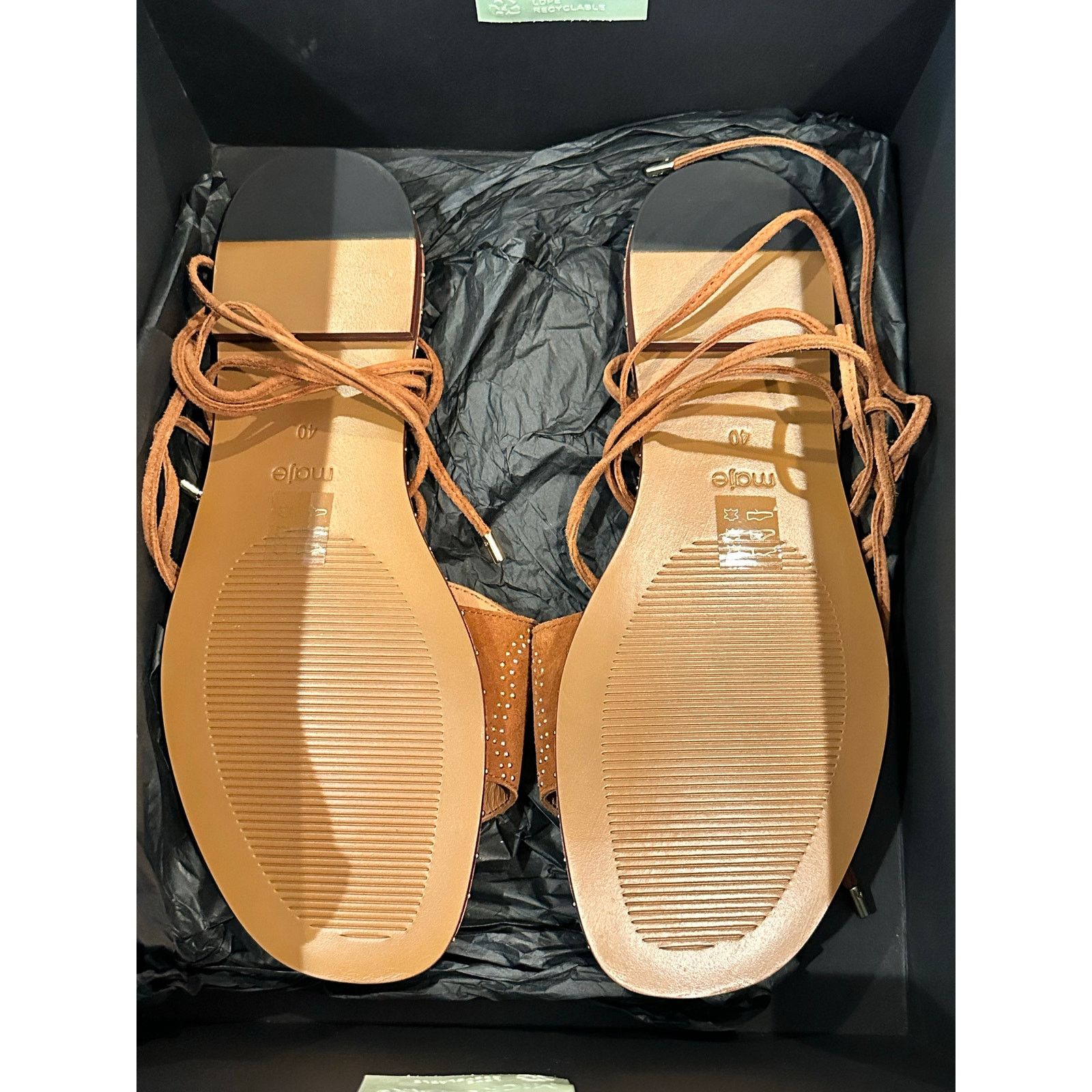 Maje NEW MAJE Flat Studded Lace Up Sandals Camel size 40 / 9.5 Size US 9.5 / IT 39.5 - 8 Thumbnail