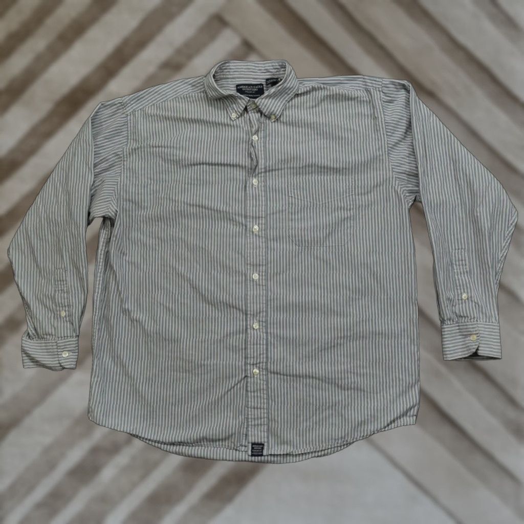 American Eagle Outfitters VINTAGE American Eagle Outfitters Shirt Mens L Blue Striped Oxford Button-Down 90s Casual Size US L / EU 52-54 / 3 - 1 Thumbnail