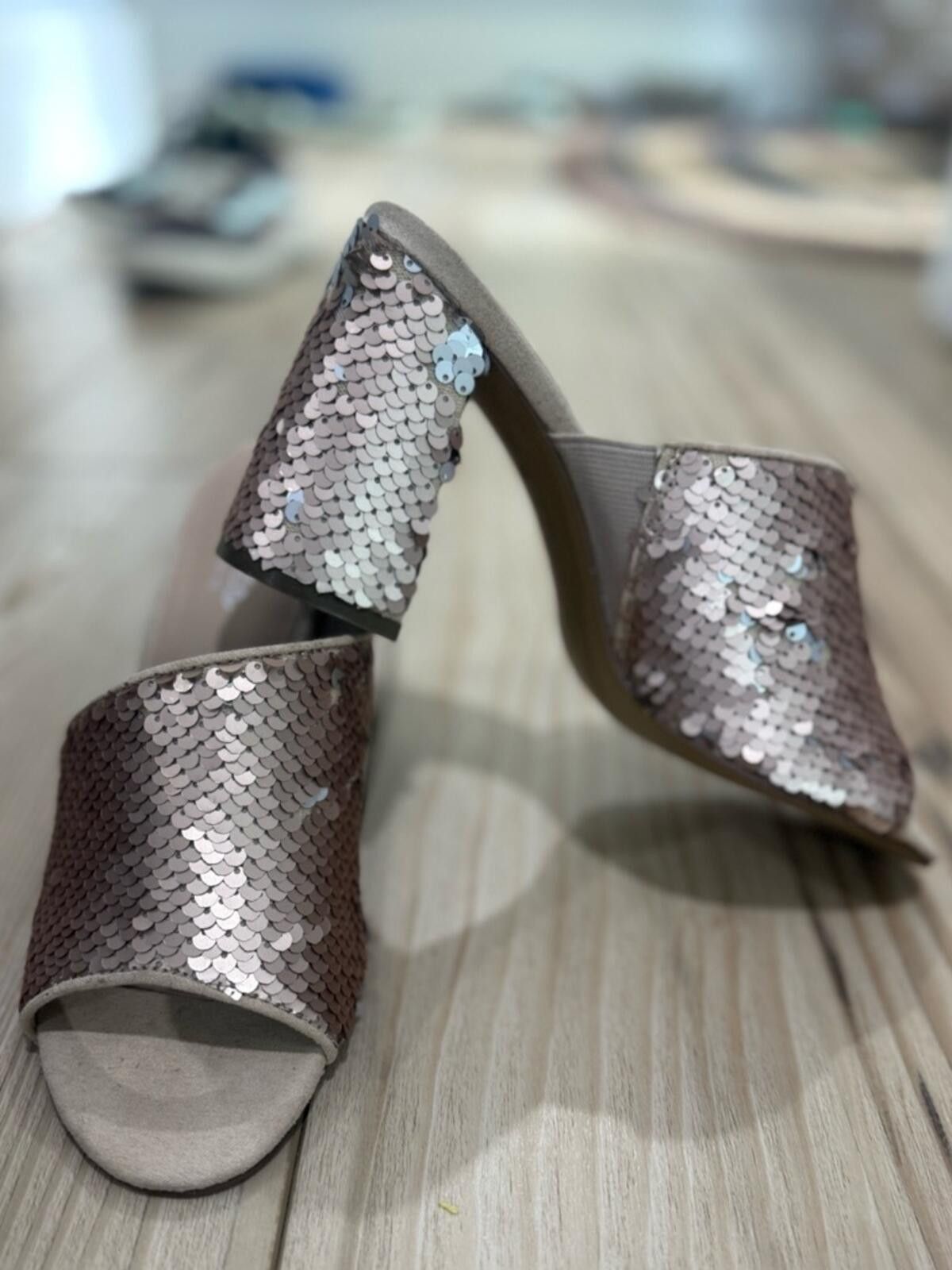 Other Charles by Charles David Rose Gold Sequin Slide Mules Size US 6 / IT 36 - 2 Thumbnail