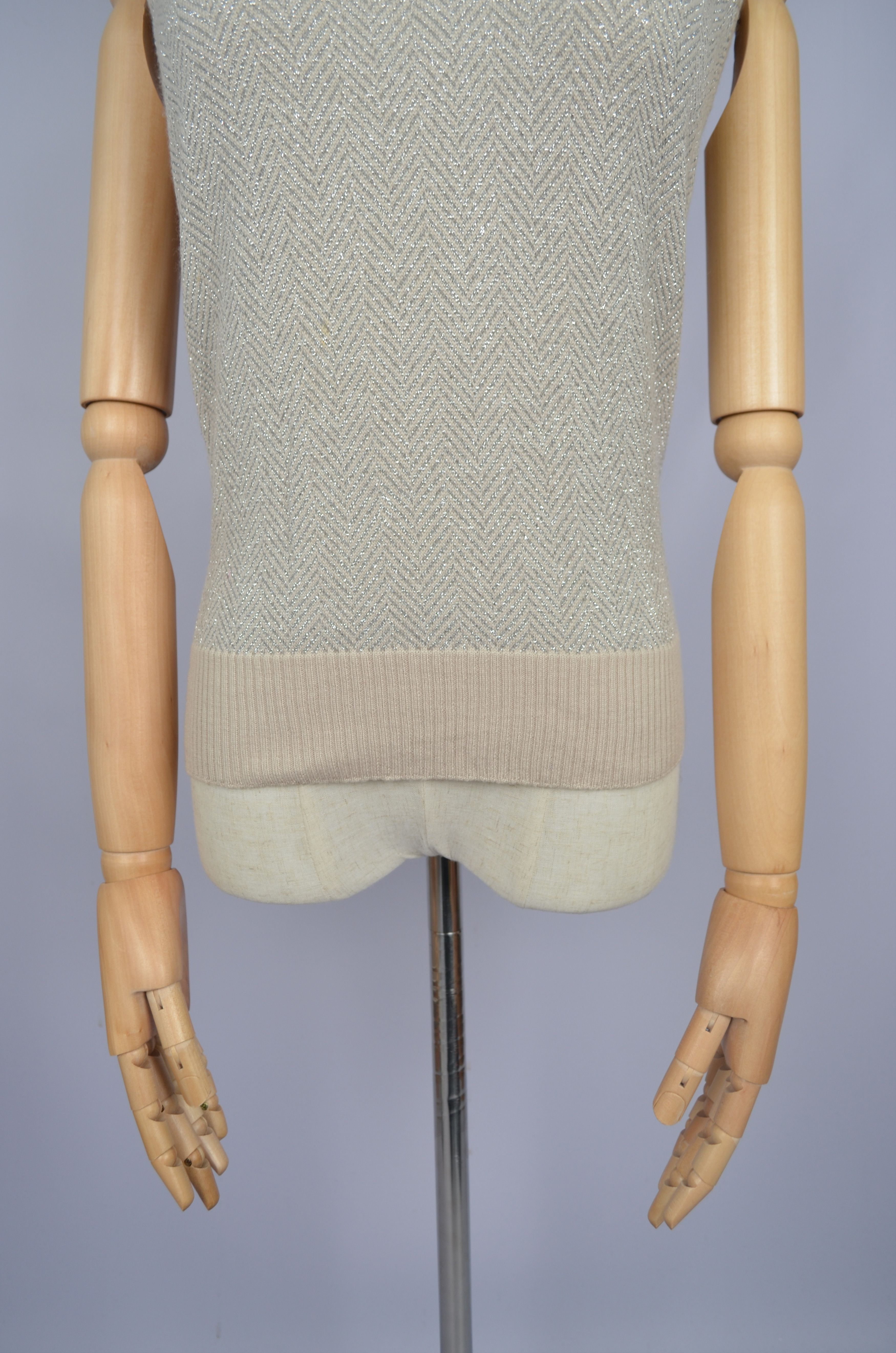 Gucci × Vintage GUCCI Beige & Silver Wool Vest Tank Top Sleeveless RARE Size S / US 4 / IT 40 - 4 Thumbnail