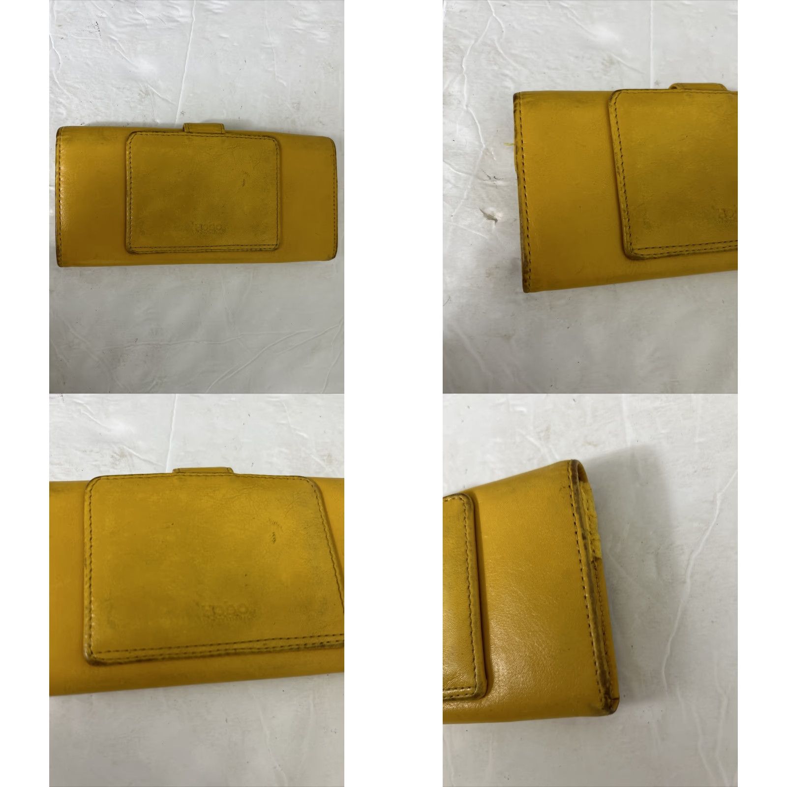 Vintage Hobo International Wallet Wristlet Yellow Leather Fold over Coin Stains 7.5x3.5x1 Women Folding Wallet Accessories Size ONE SIZE - 8 Thumbnail