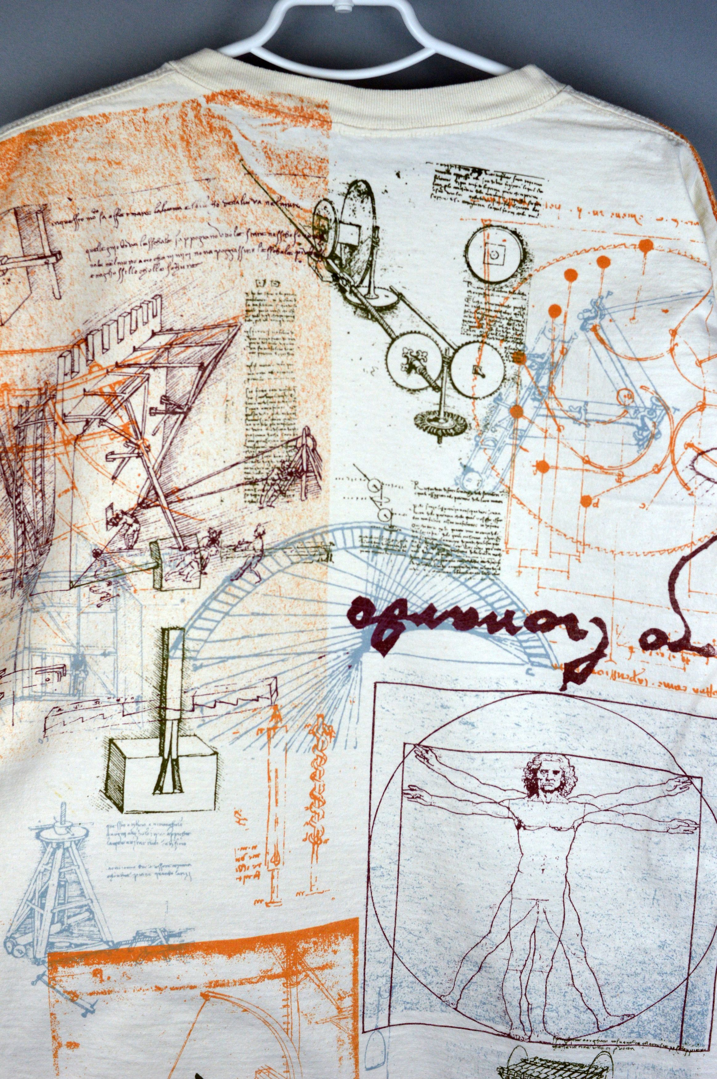 Arts & Science × Vintage Vintage Leonardo da Vinci all over print 90s t shirt Size US XL / EU 56 / 4 - 4 Thumbnail