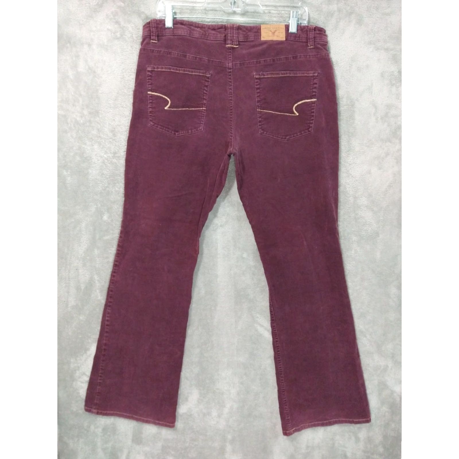 American Eagle Outfitters VINTAGE American Eagle Outfitters Pants Womens 12 Red Corduroy Flare Mid Rise Stretch 90s Size 34" / US 12 / IT 48 - 2 Thumbnail