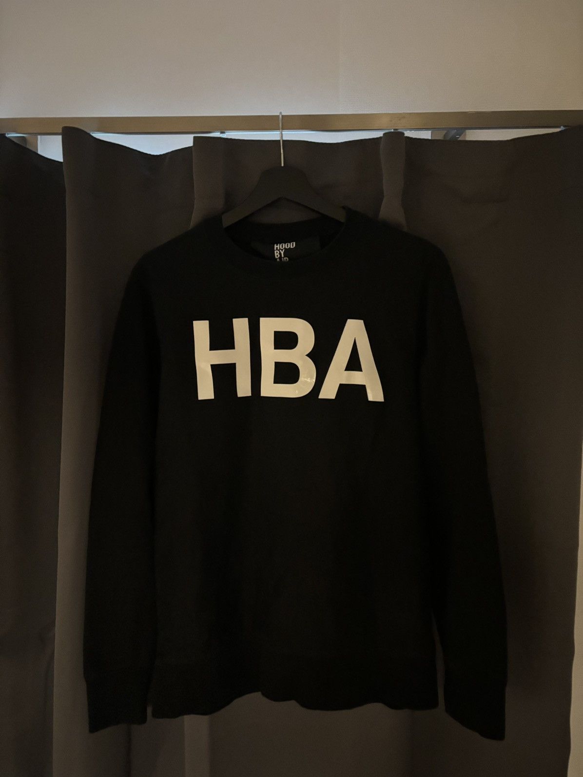 image of Hood By Air HBA Logo Crewneck in Black, Men's (Size Small)