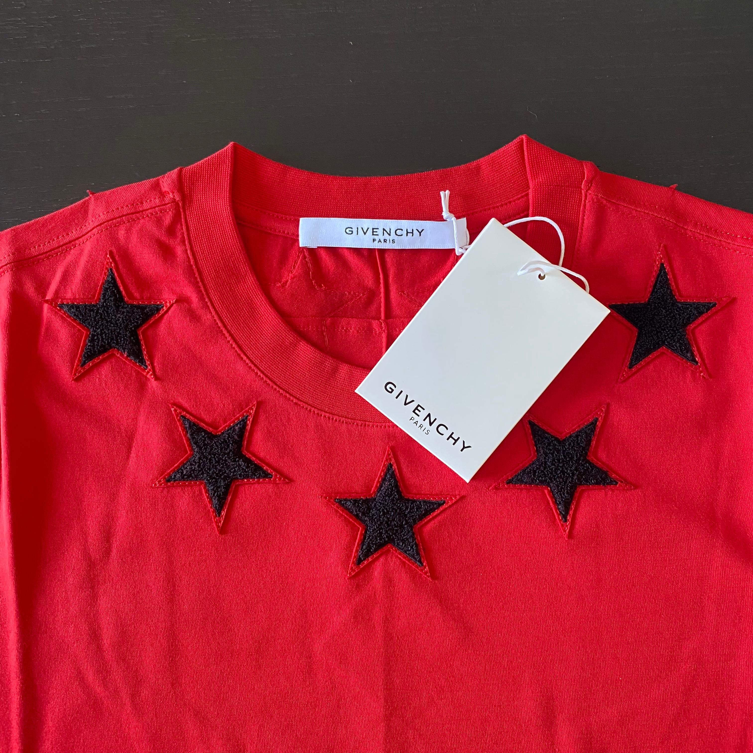 Givenchy Red and Black Felt 5 Stars T-Shirt Size US XS / EU 42 / 0 - 5 Thumbnail
