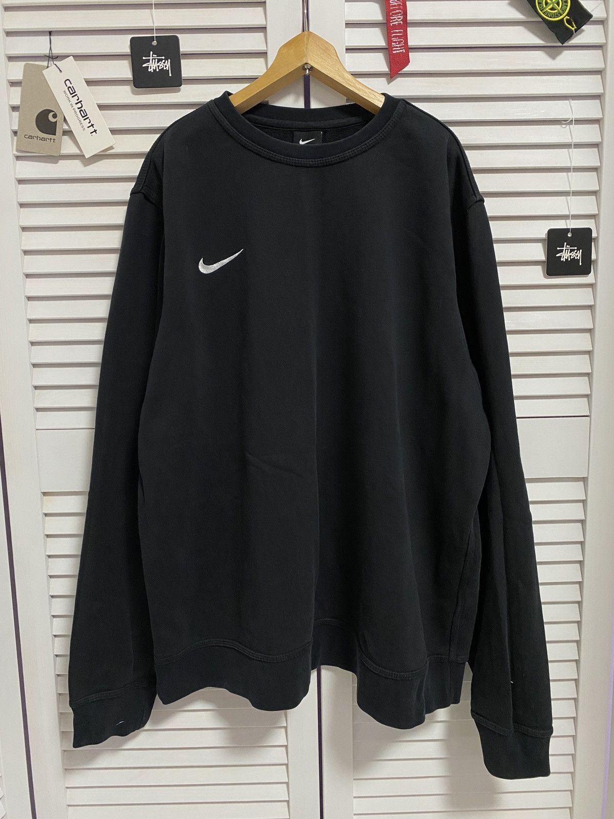 Nike × Vintage 🐼 Vintage Nike Sweatshirt Baggy Big Swoosh Oversized 90’s Size US XL / EU 56 / 4 - 1 Thumbnail