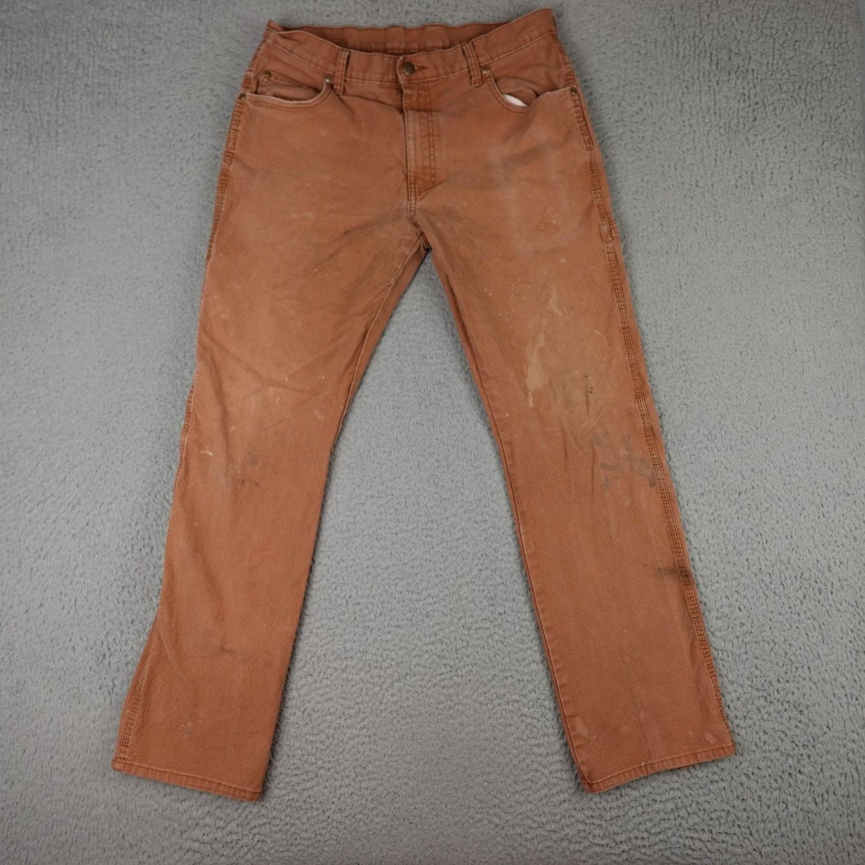 Dickies Dickies Carpenter Pants Mens 33x32 Brown Canvas Workwear Distressed Stains Size US 33 - 2 Thumbnail