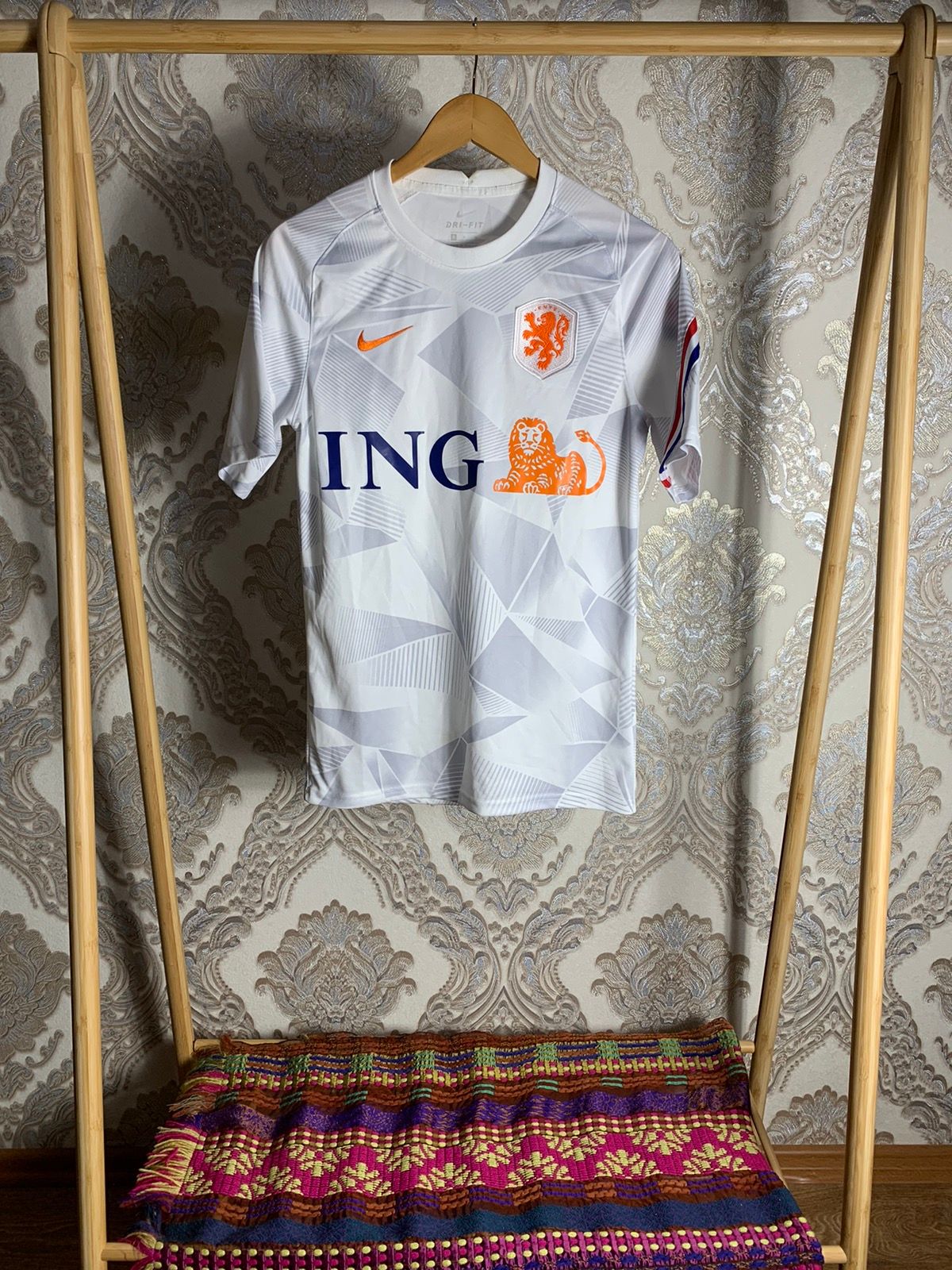 Pre-owned Nike X Soccer Jersey Vintage Nike Netherlands Knvb Ing Soccer Jersey Y2k Drill In White