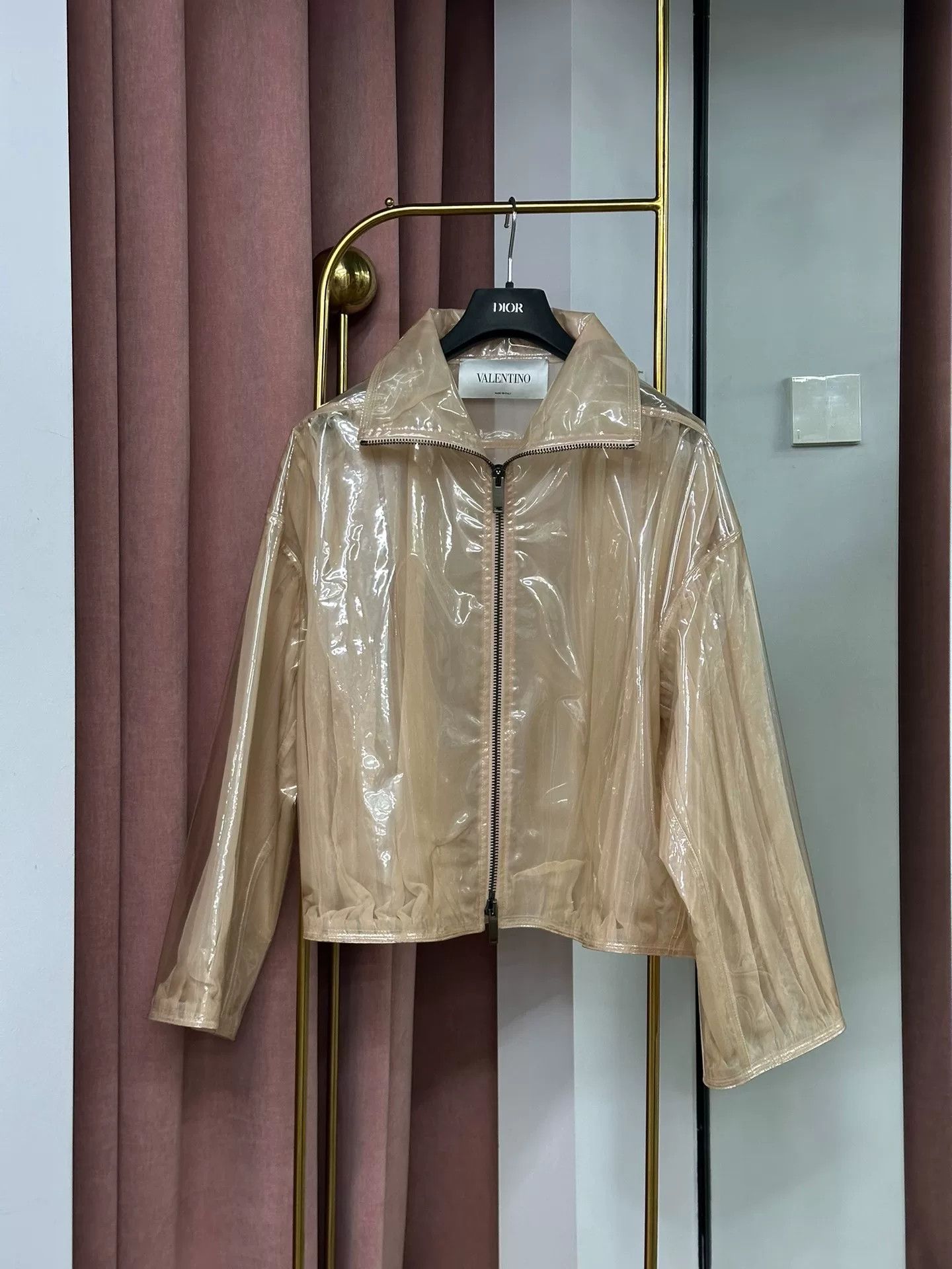 Valentino Valentino Skin-Tone Silk Blend Raincoat Size S / US 4 / IT 40 - 1 Thumbnail