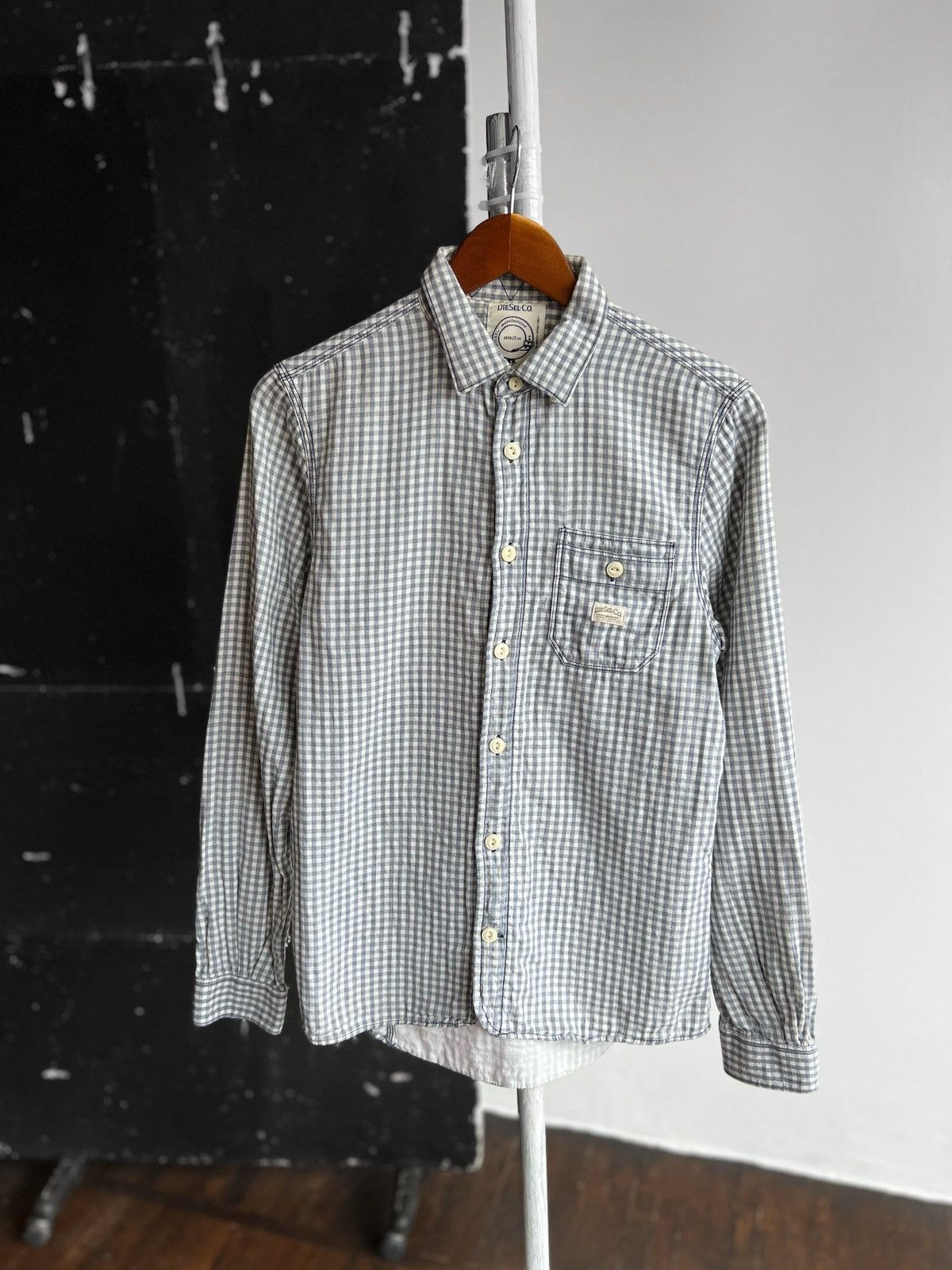 Designer × Diesel Diesel Mens Flannel Long Sleeve Button Shirt Checked Pattern Size US S / EU 44-46 / 1 - 1 Thumbnail