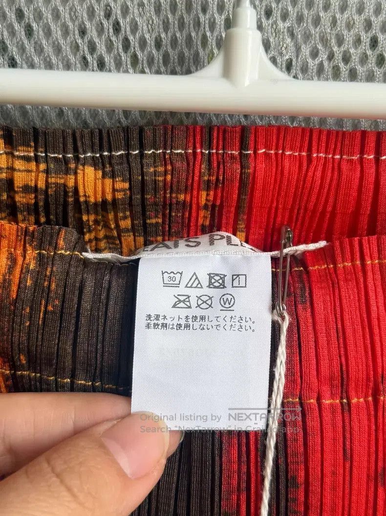 Issey Miyake Issey Miyake size:3 Oil Painting Red Orange Rendering Stri Size 31" - 3 Thumbnail