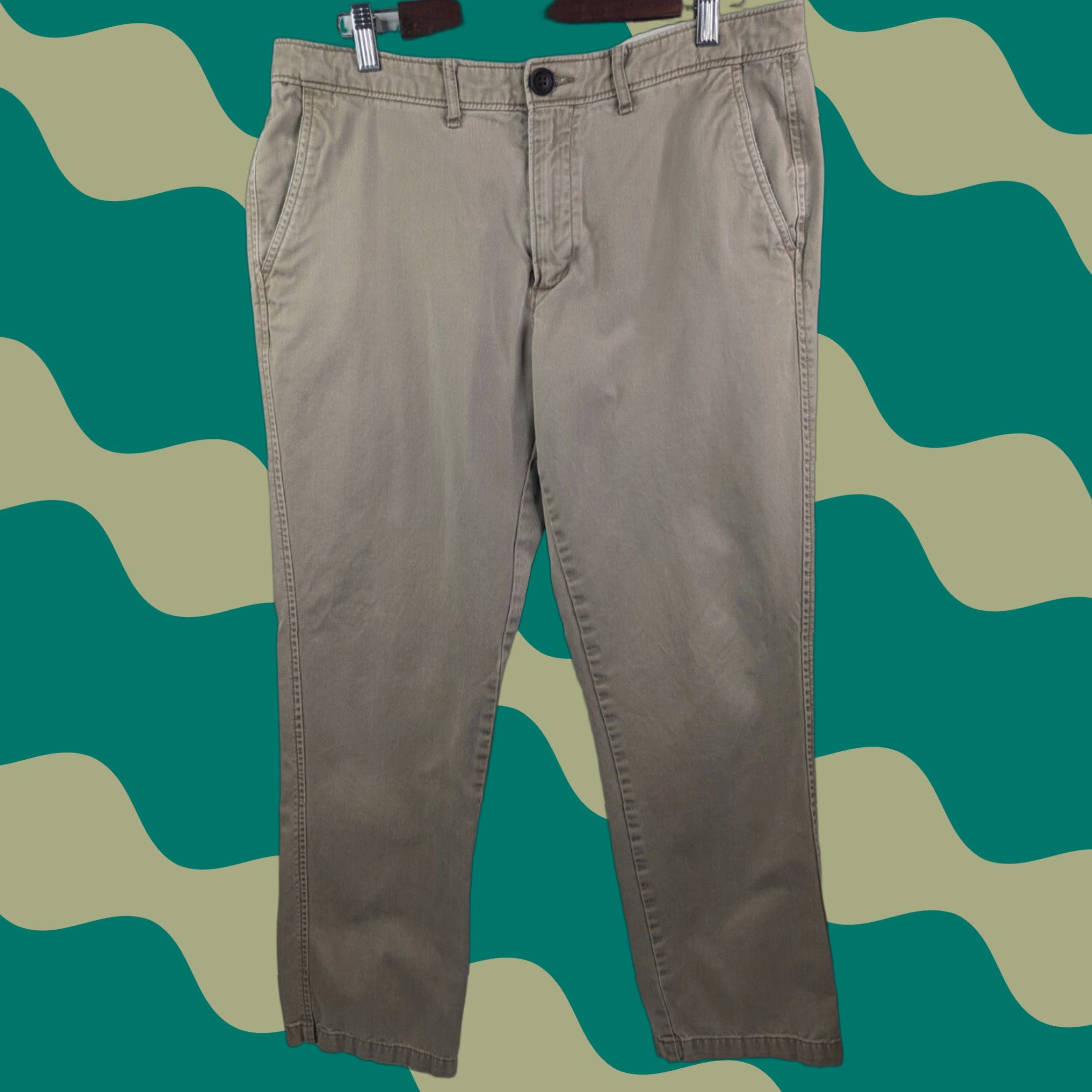 Abercrombie & Fitch Abercrombie & Fitch Pants Mens 34x32 Chino Casual Cotton Tan Beige Khaki Regular Straight Front 29 In Inseam 29" 34x32 Size US 34 / EU 50 - 1 Thumbnail
