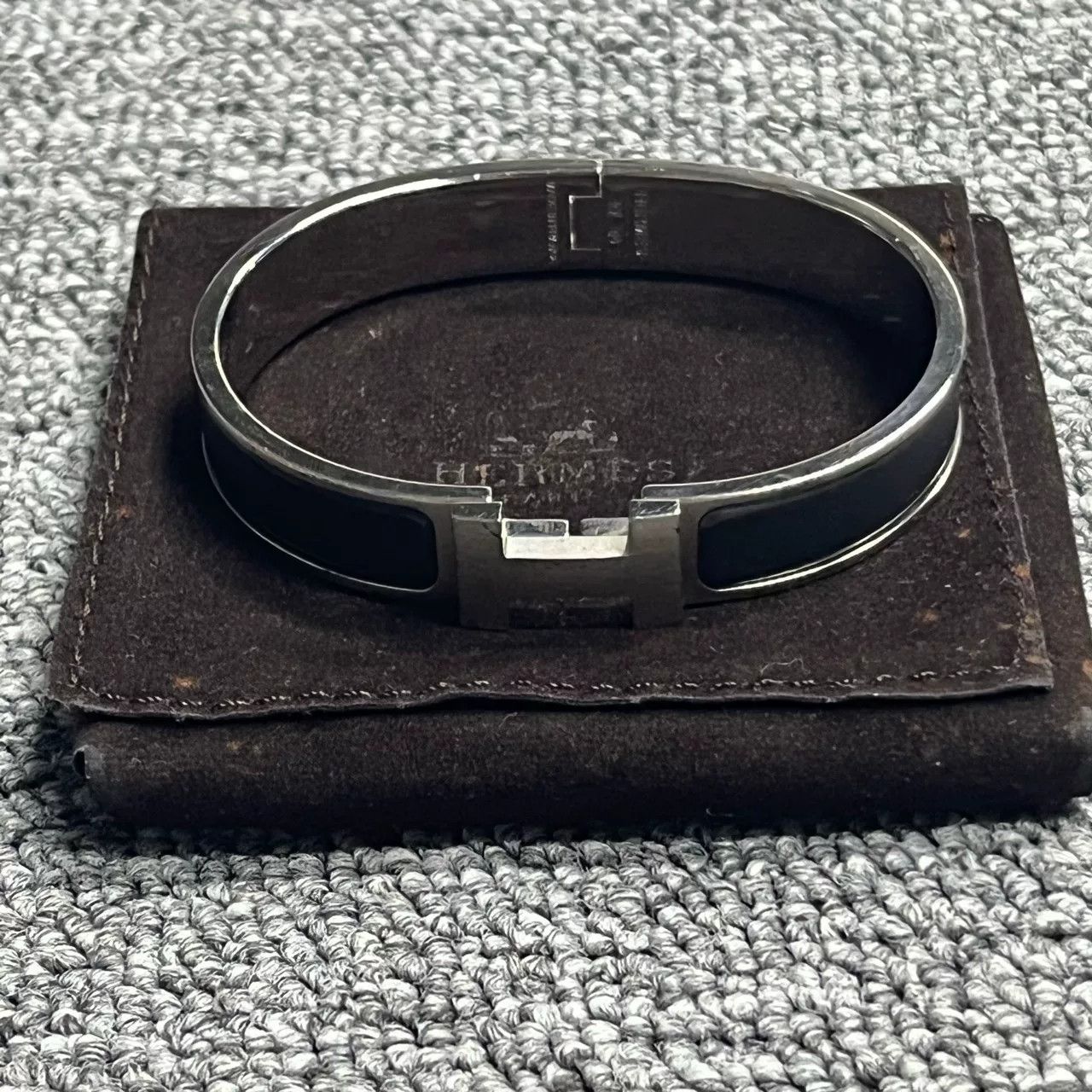 Hermes Hermes Matte Black H Open Adjustable Bracelet Size ONE SIZE - 1 Thumbnail