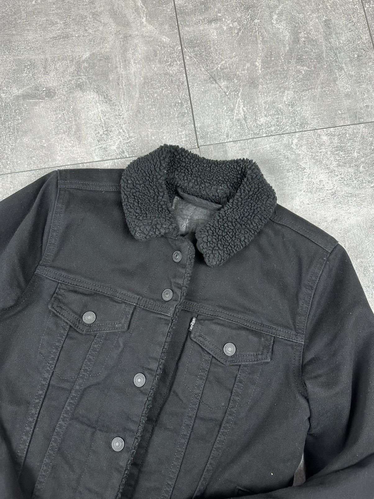 Levi's Levis Denim Sherpa Trucker Black Label Jacket Size XS / US 0-2 / IT 36-38 - 9 Thumbnail