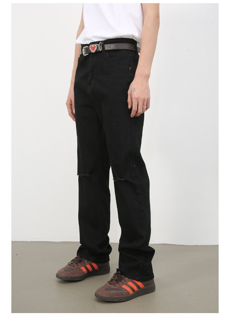 Japanese Brand × Jean Men's black high street stretch slim fit ripped jeans Size US 32 / EU 48 - 5 Thumbnail