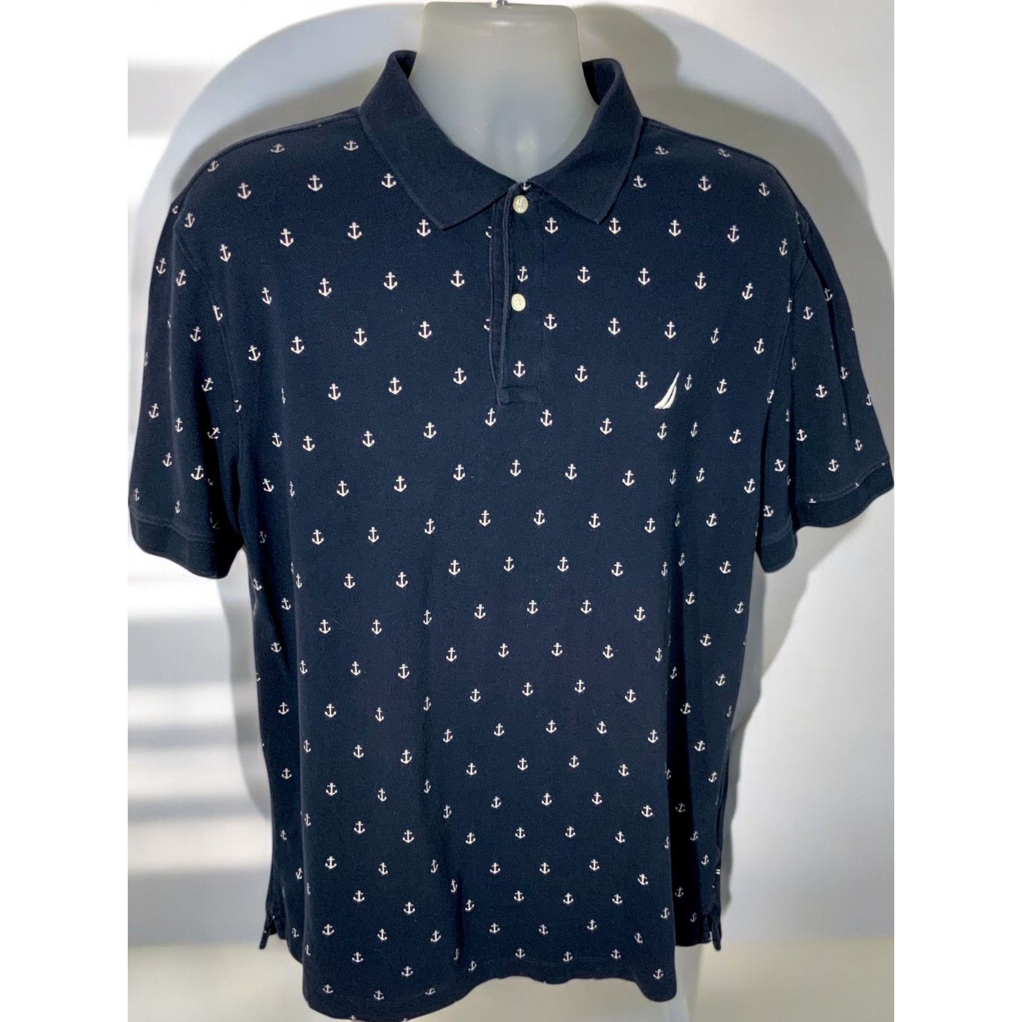 Nautica Nautica Classic Fit Navy Short Sleeve Polo Deck Shirt XL Size US XL / EU 56 / 4 - 7 Thumbnail